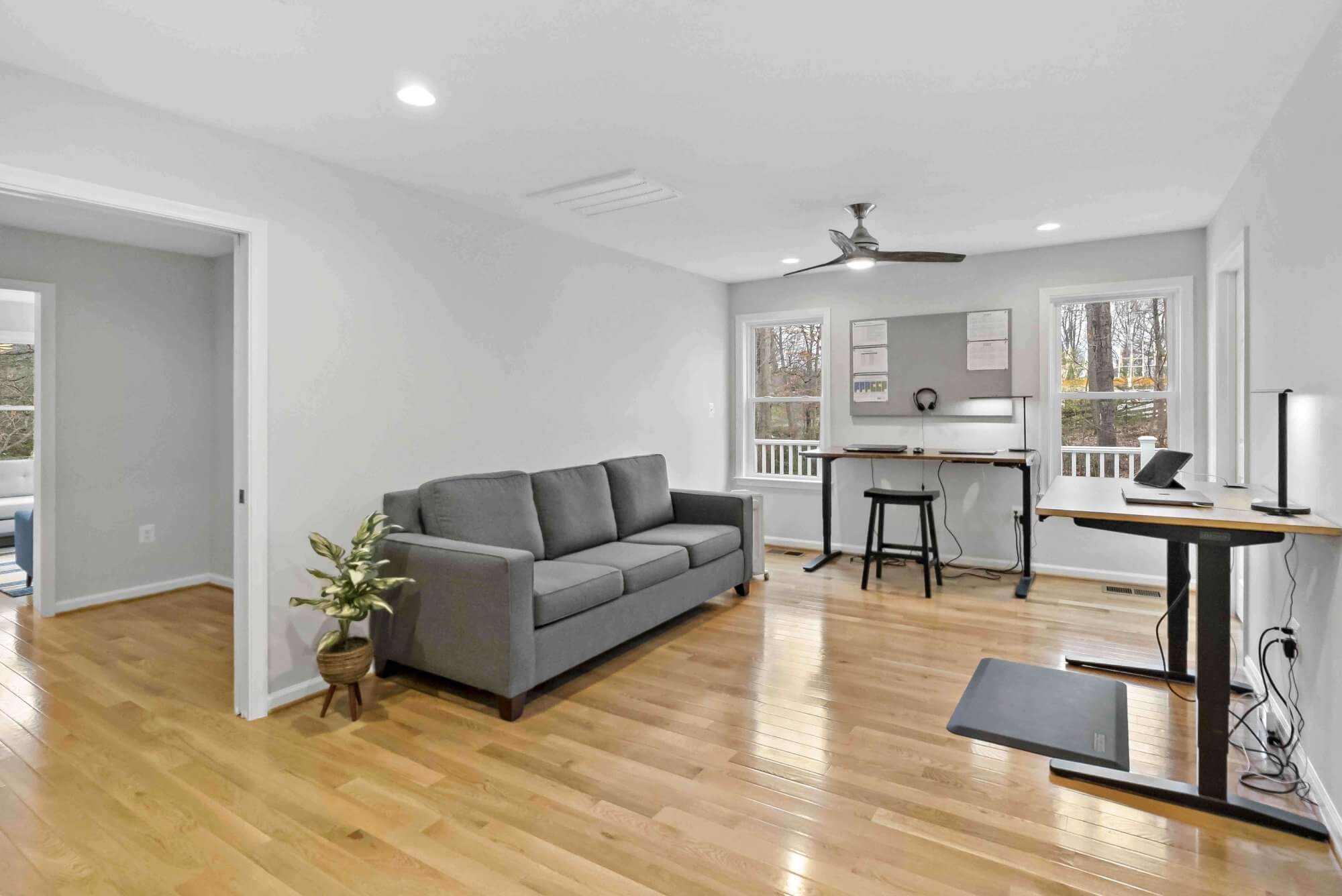 Office study room with hard wood floors
