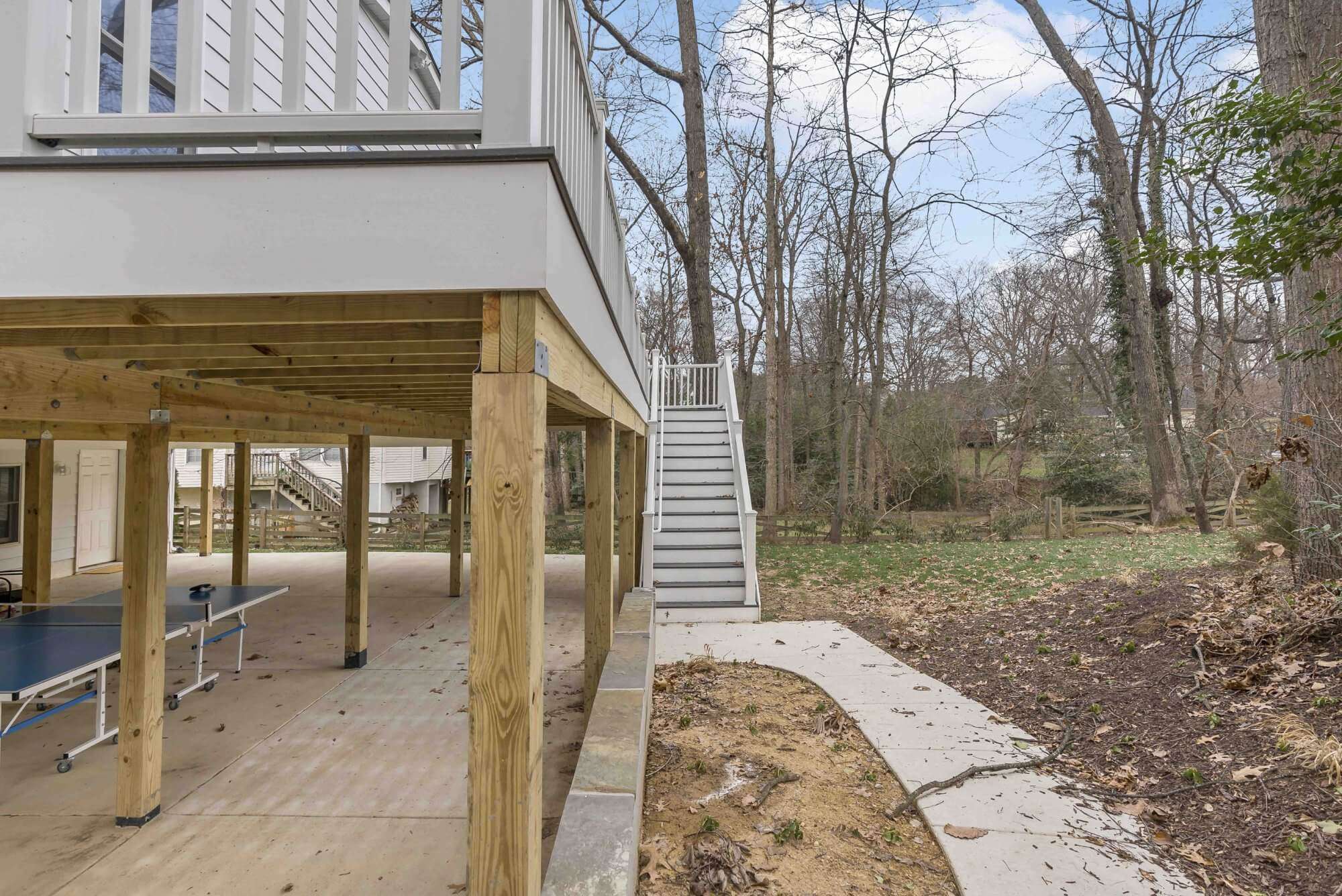 Second floor patio raised up by stilts