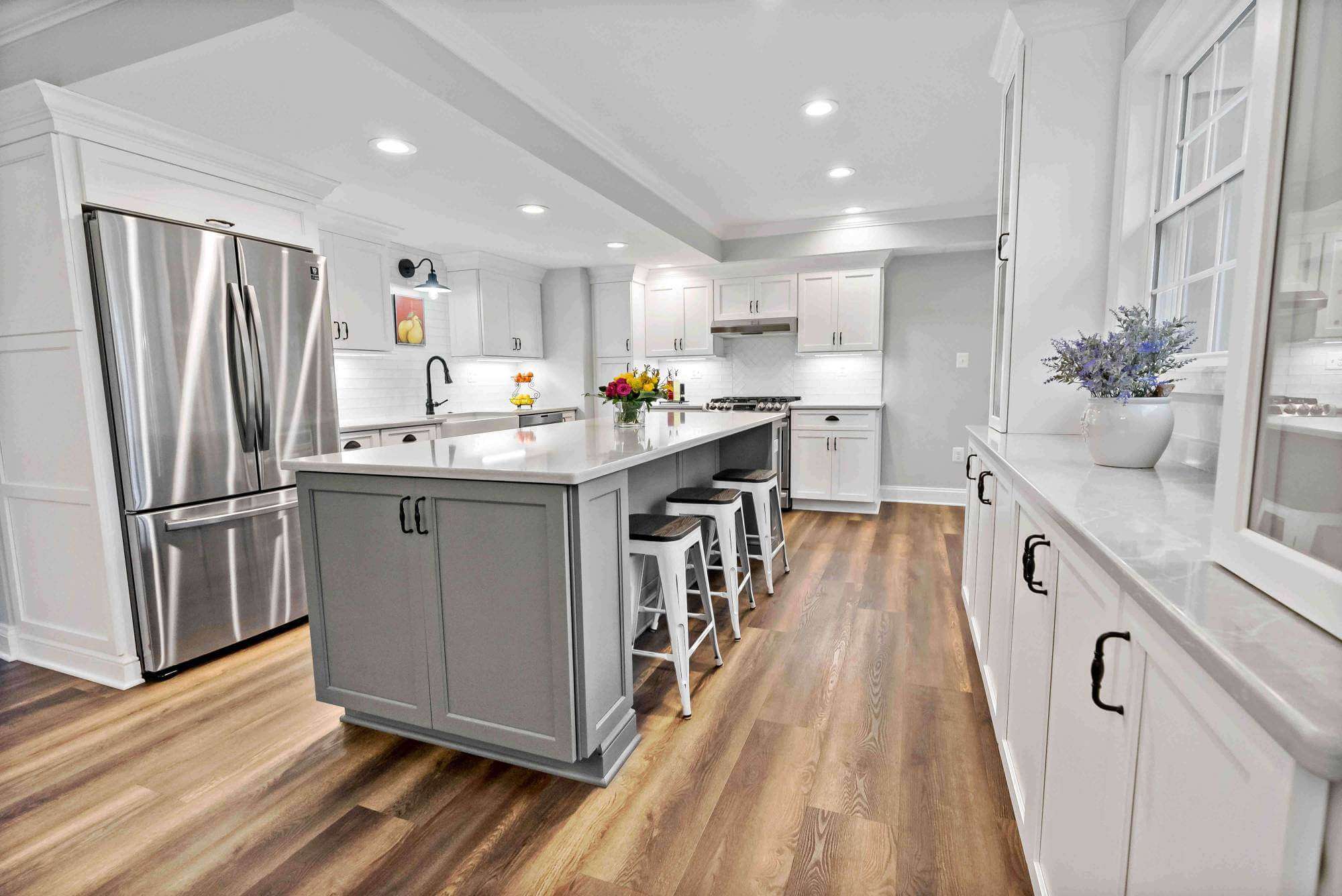 Reston kitchen with hard wood flooring