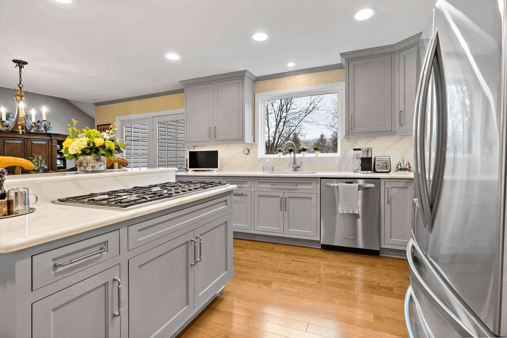Grey and silver kitchen