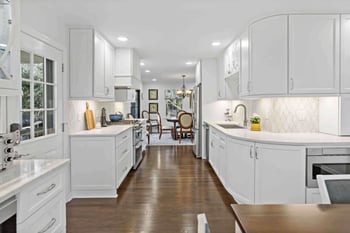 Home Addition in Annandale with diamond backsplash in kitchen