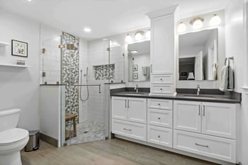 bathroom remodel with nice marbling