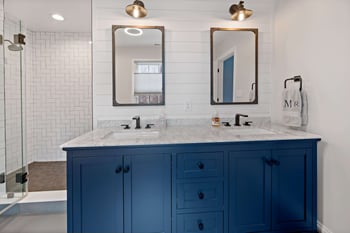 Dark Blue Double Vanity