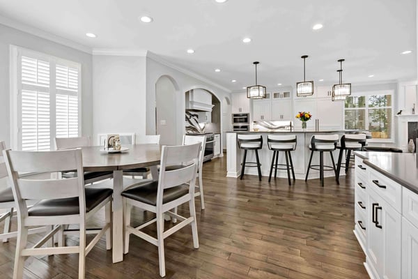 Black and white themed kitchen remodel very open and spacious with large island