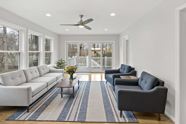 Minimalist chic living room with ample natural light