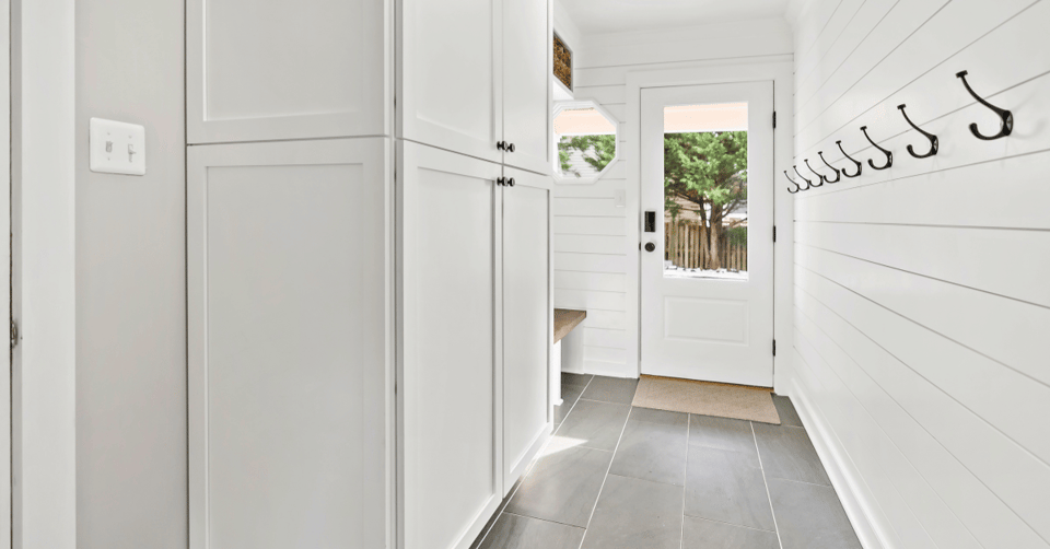 Fresh and clean mudroom with plenty of storage for keeping clutter out of the main part of the house