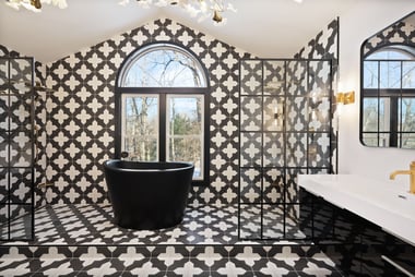 A calm, spa‑like retreat using symmetry, sculptural elements, and a quiet, refined palette