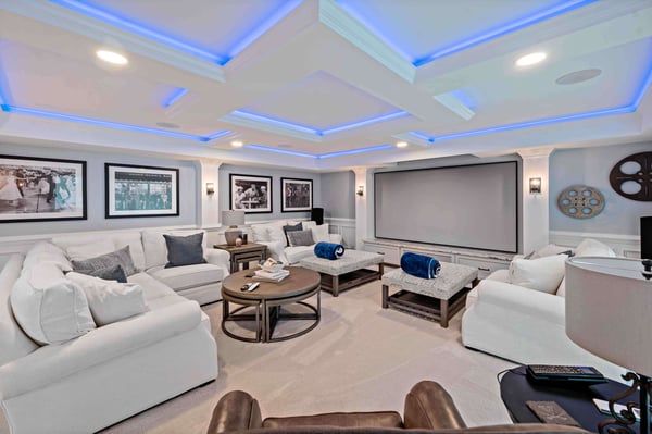 Large theatre room in home basement