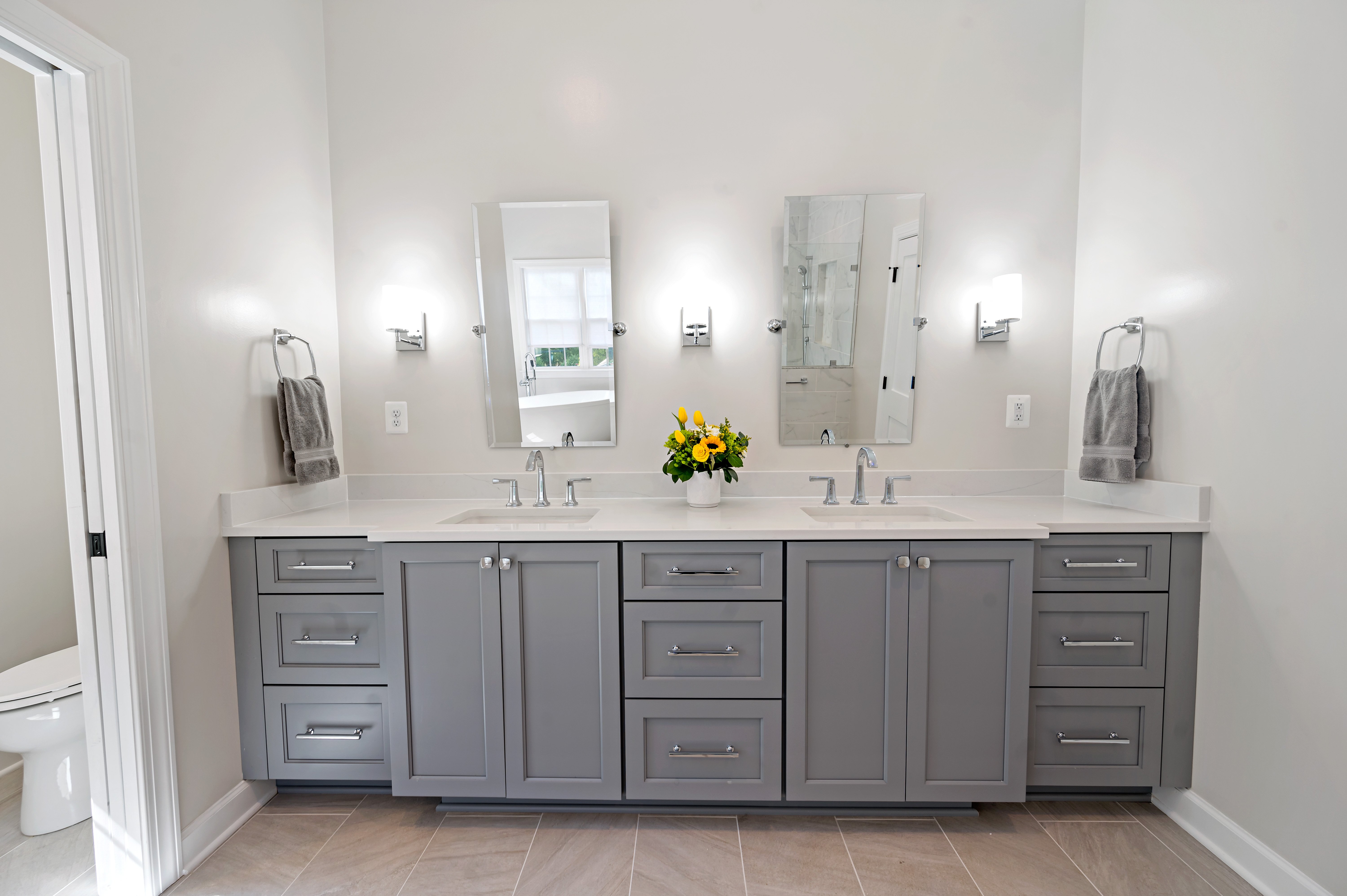 Grey Double Vanity Cabinets