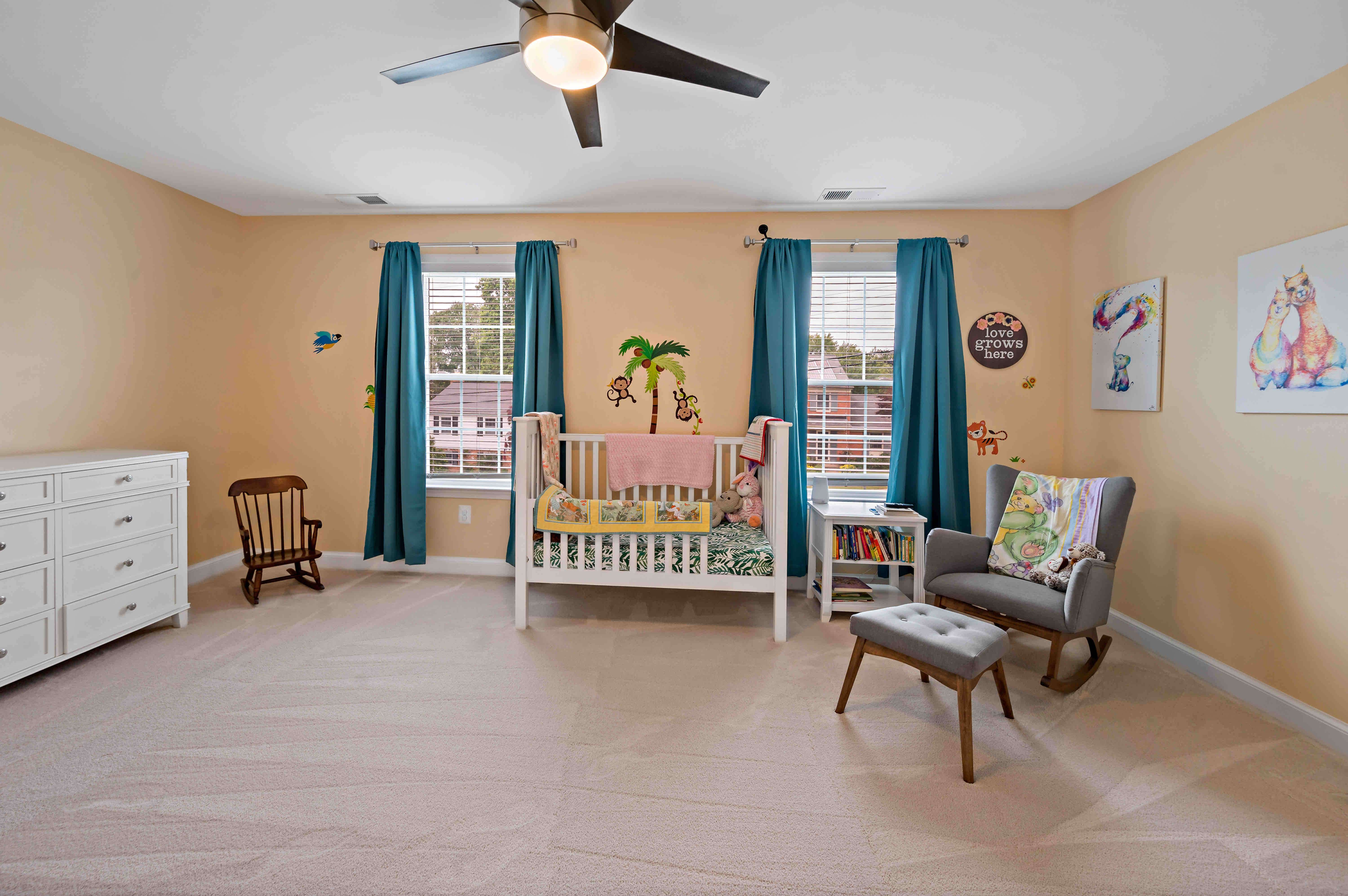 Orange walls in nursery room