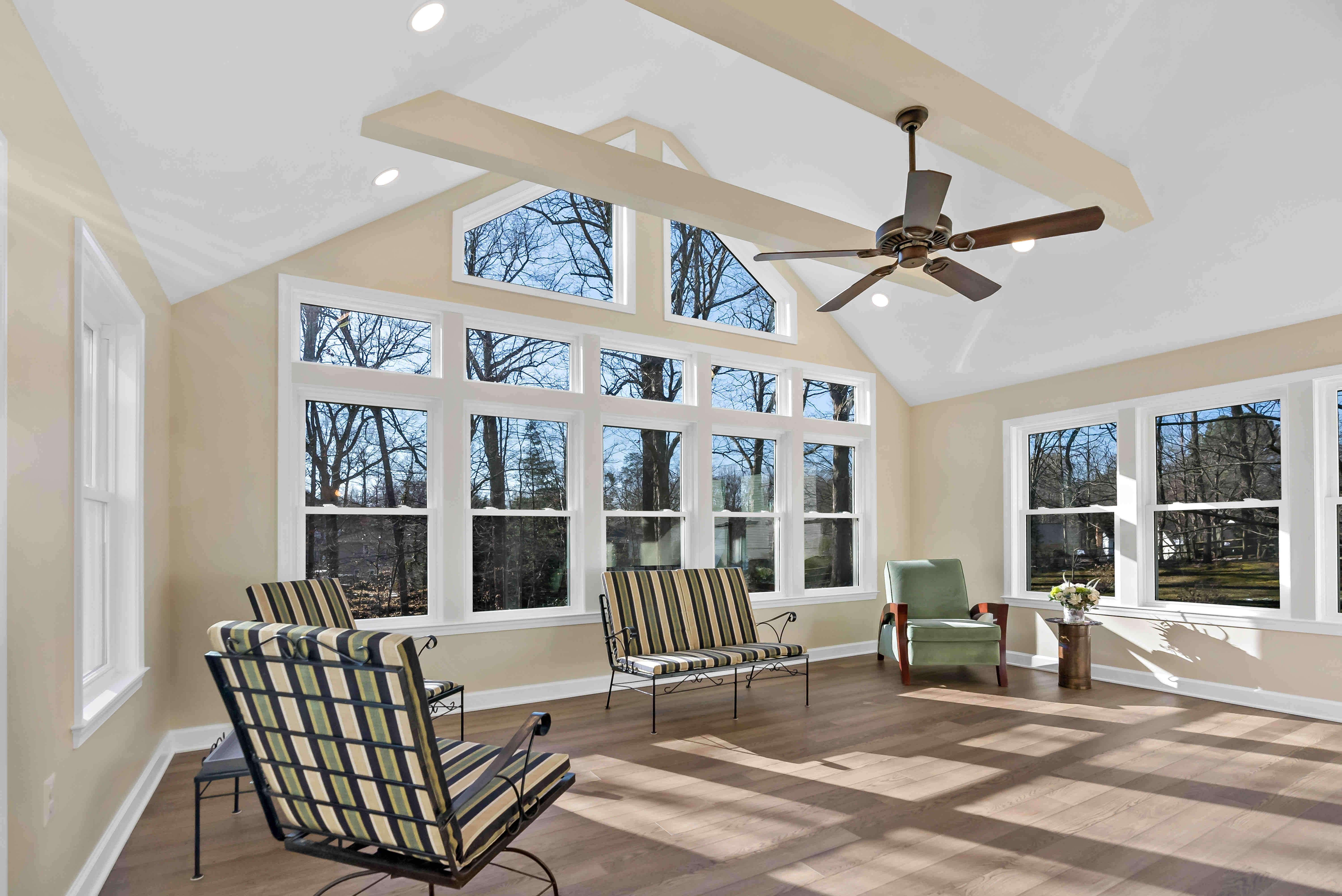 Wall of windows in Springfield room addition