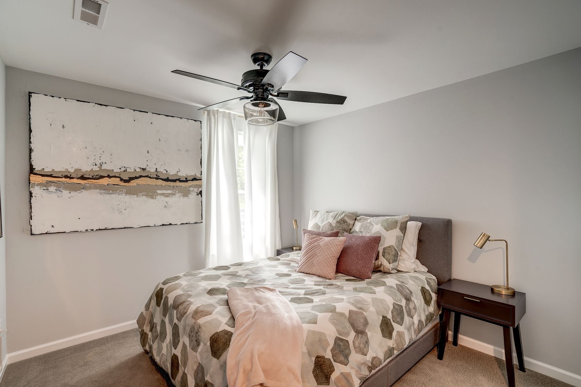 Bedroom Addition with carpet and ceiling fan