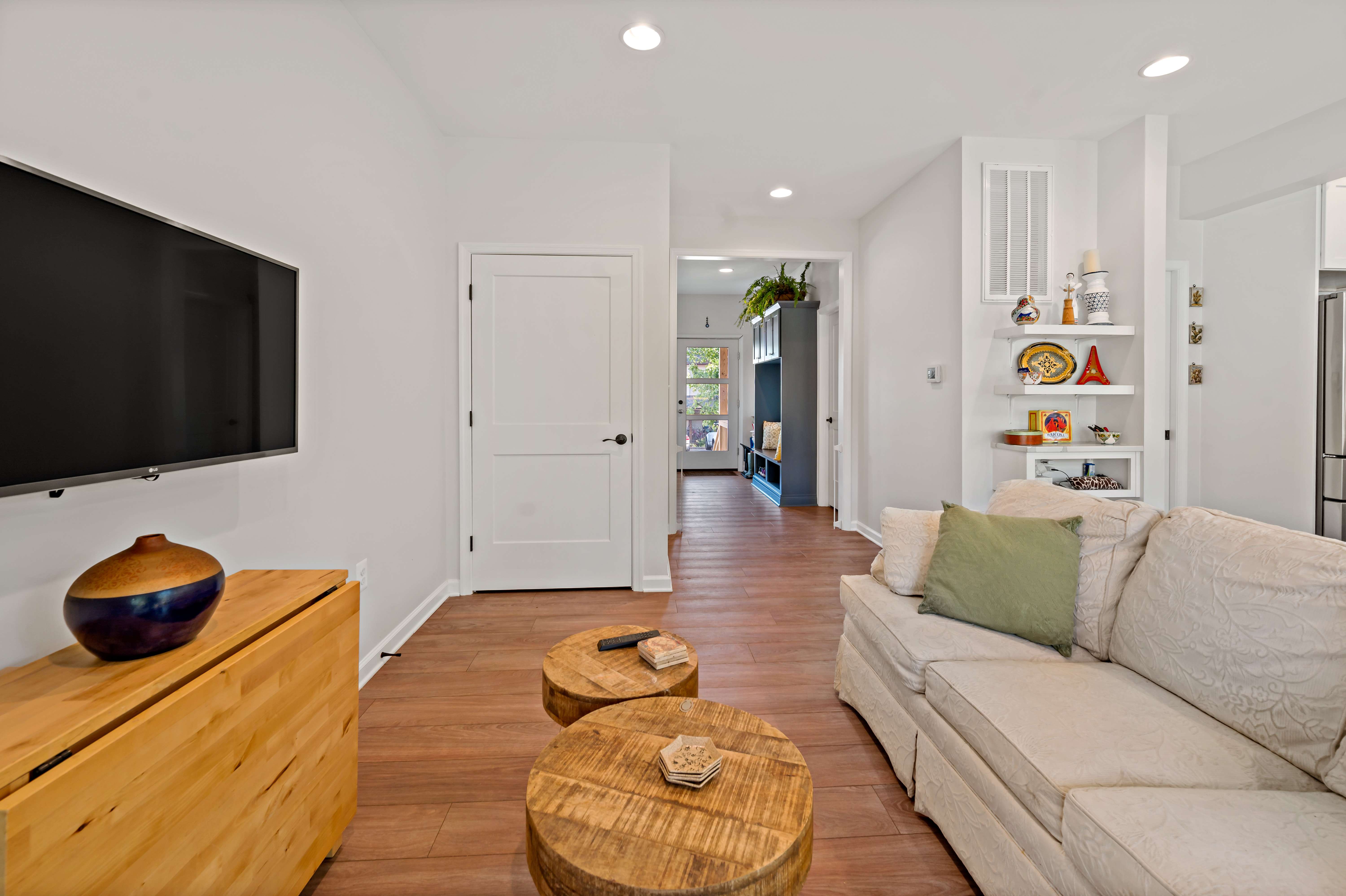 Living Area Addition with hardwood floors