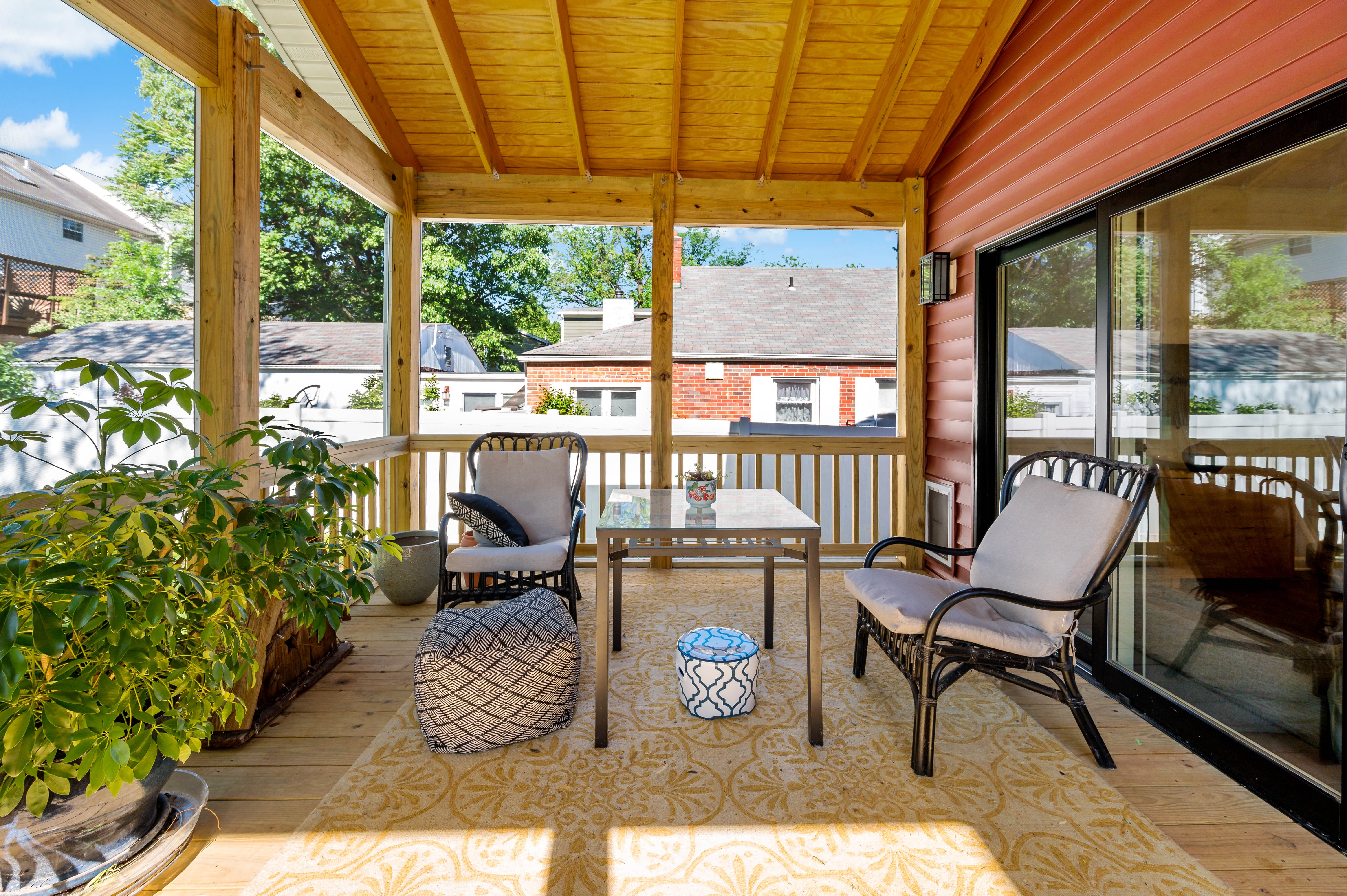 Screened In Porch with wooden roof