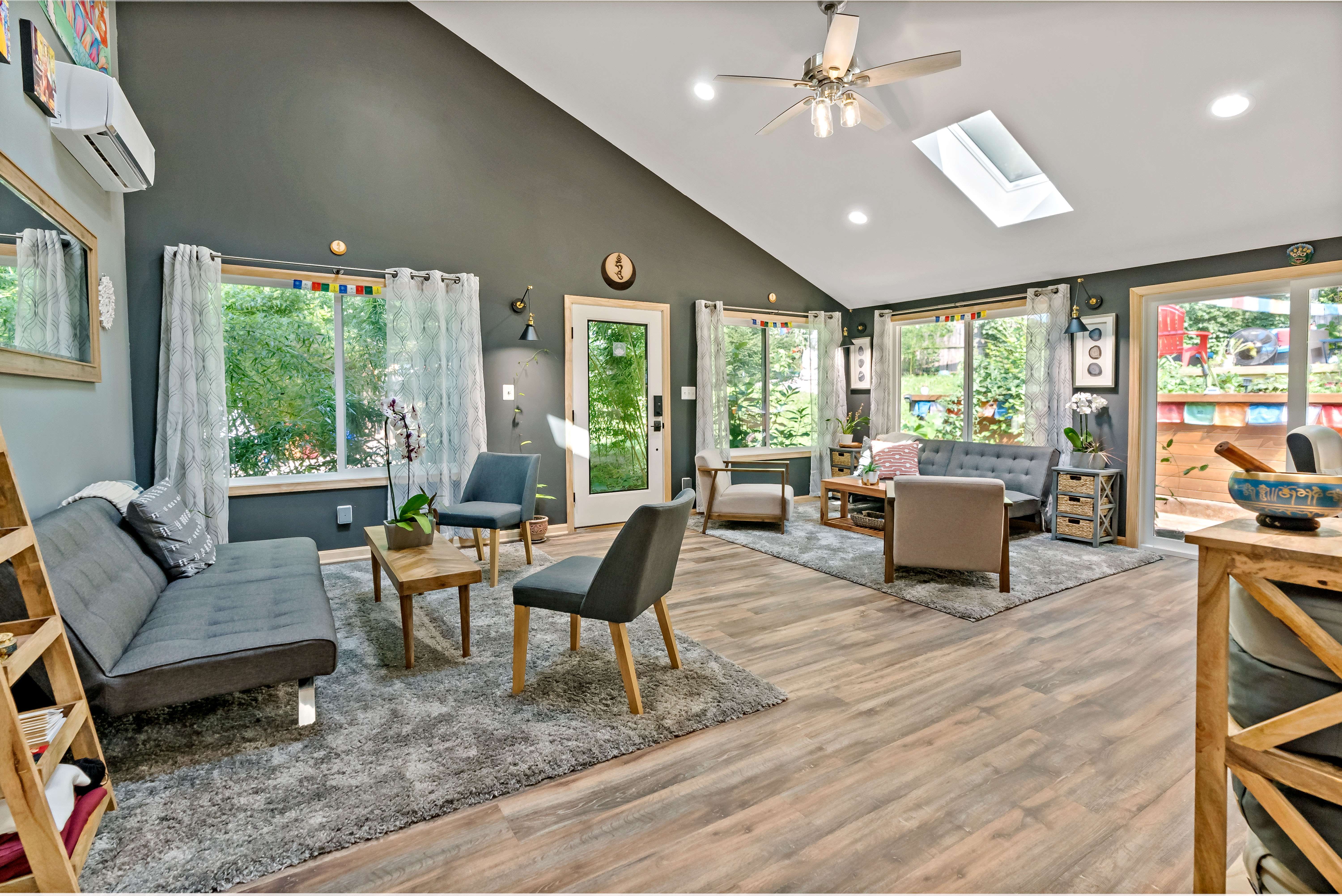 Multiple seating area in large open room