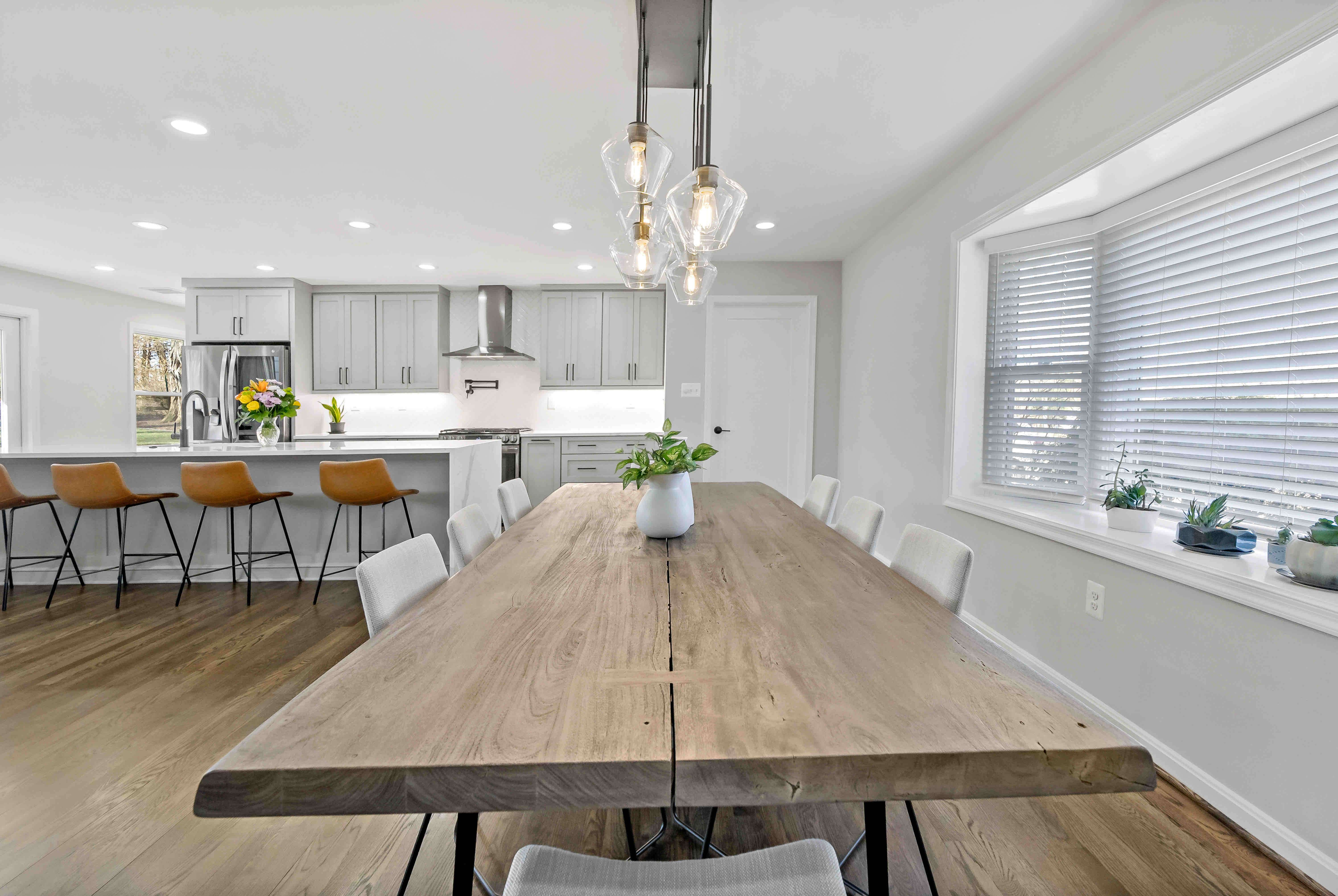 Wooden kitchen table in kitchen area