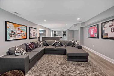 Unfinished Ashburn Basement Becomes Dream Space for Family Fun