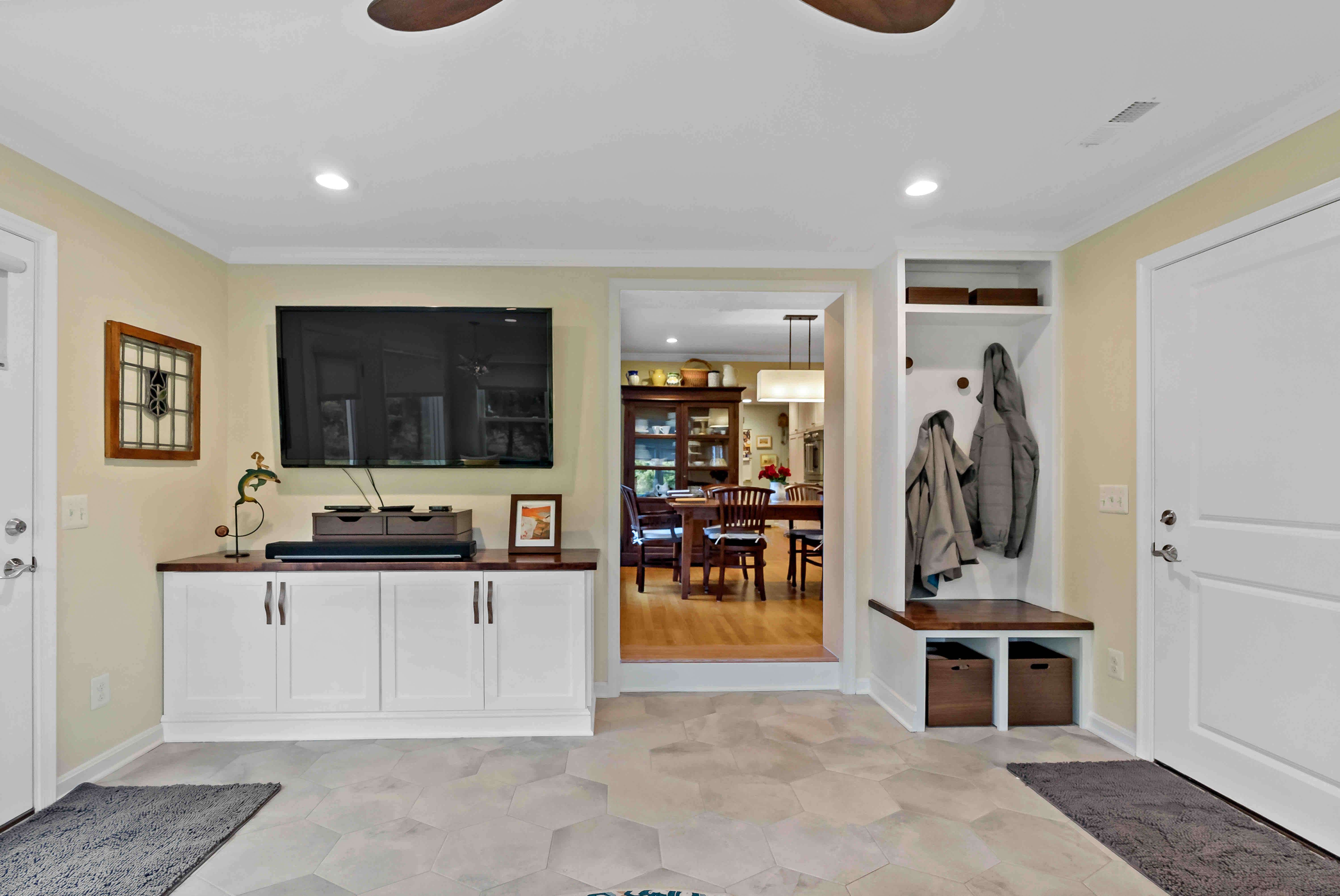 Mudroom area that connects to kitchen
