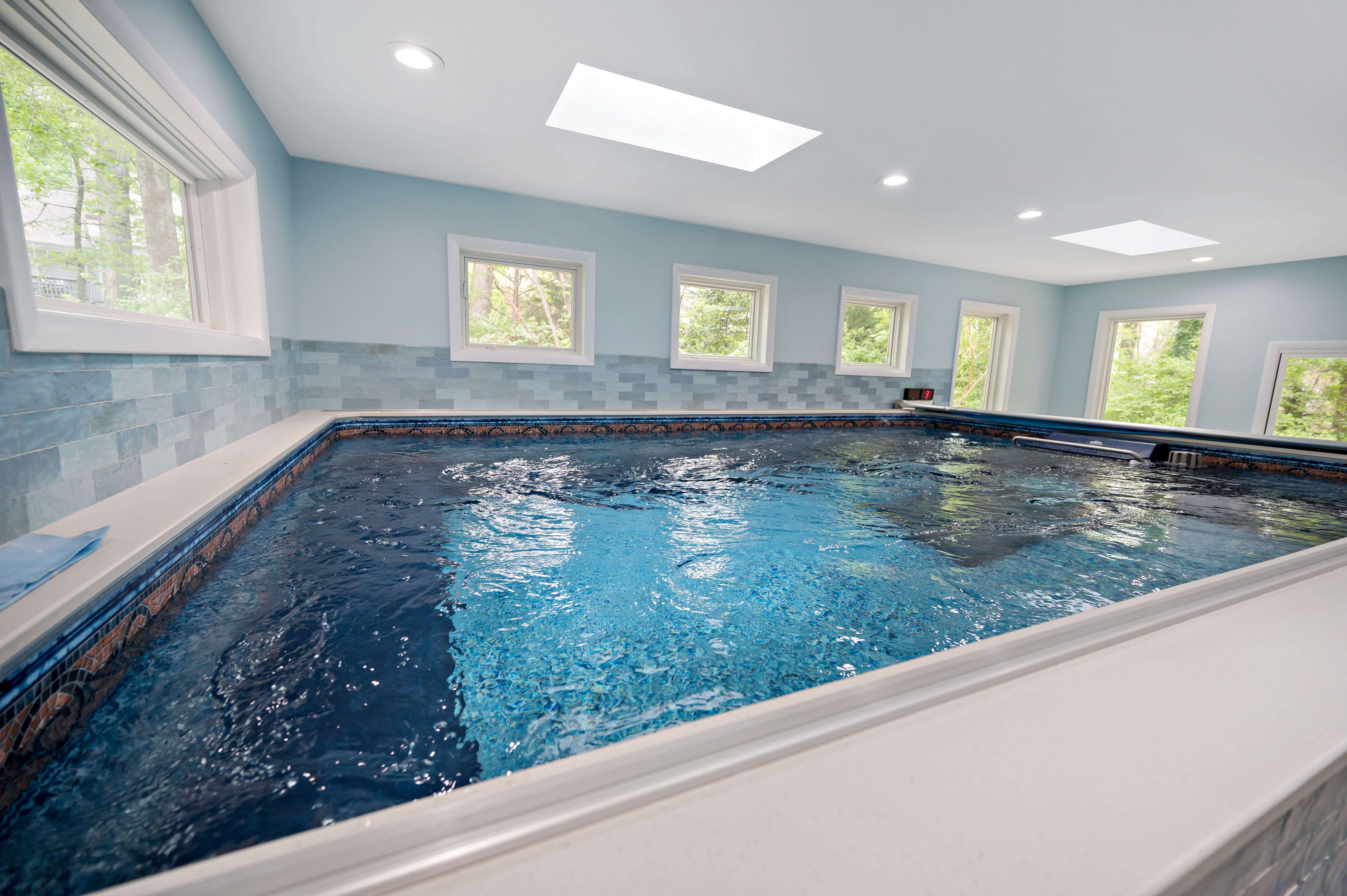 Home Indoor Pool with multiple windows