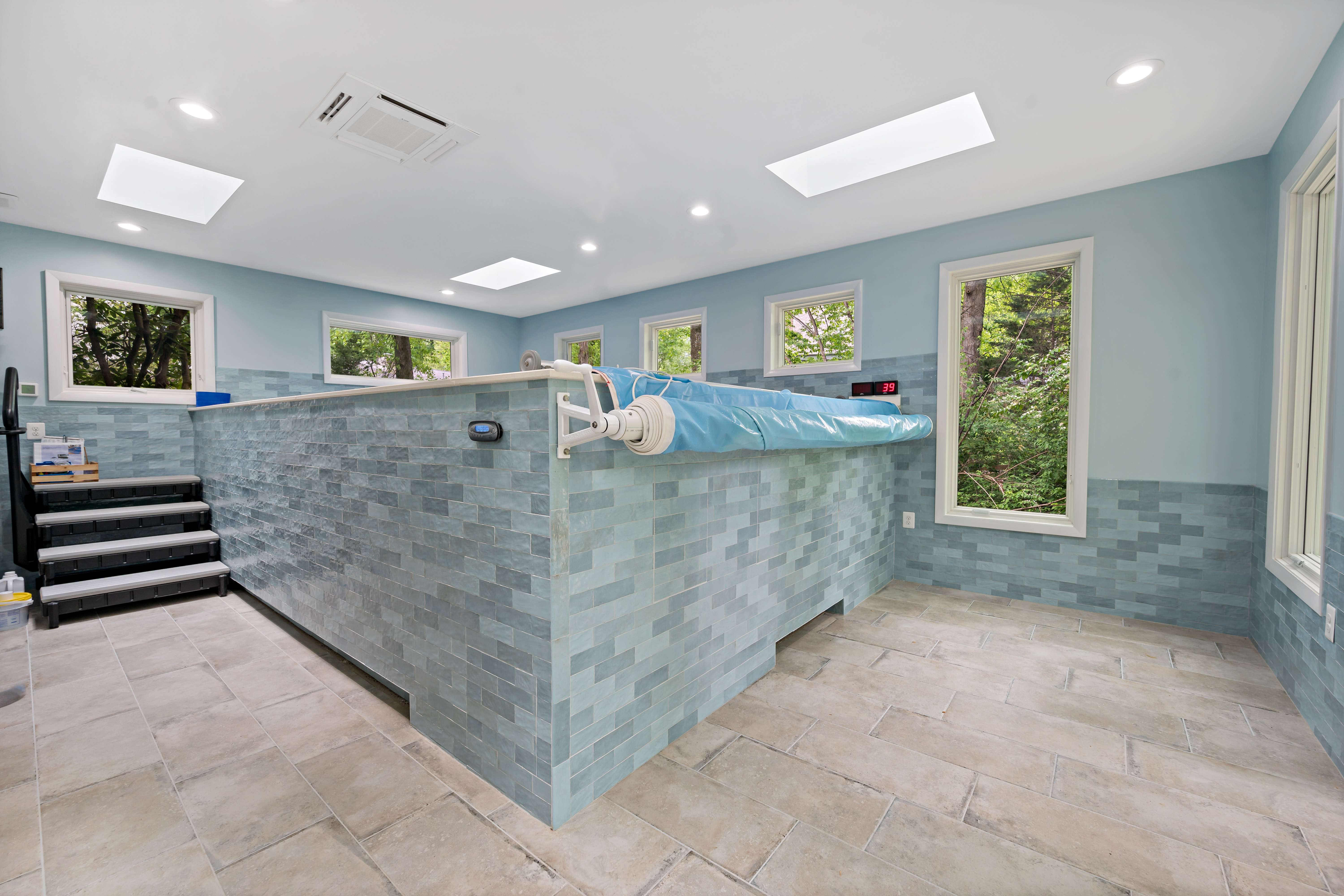 Indoor Elevated Pool in Oakton home