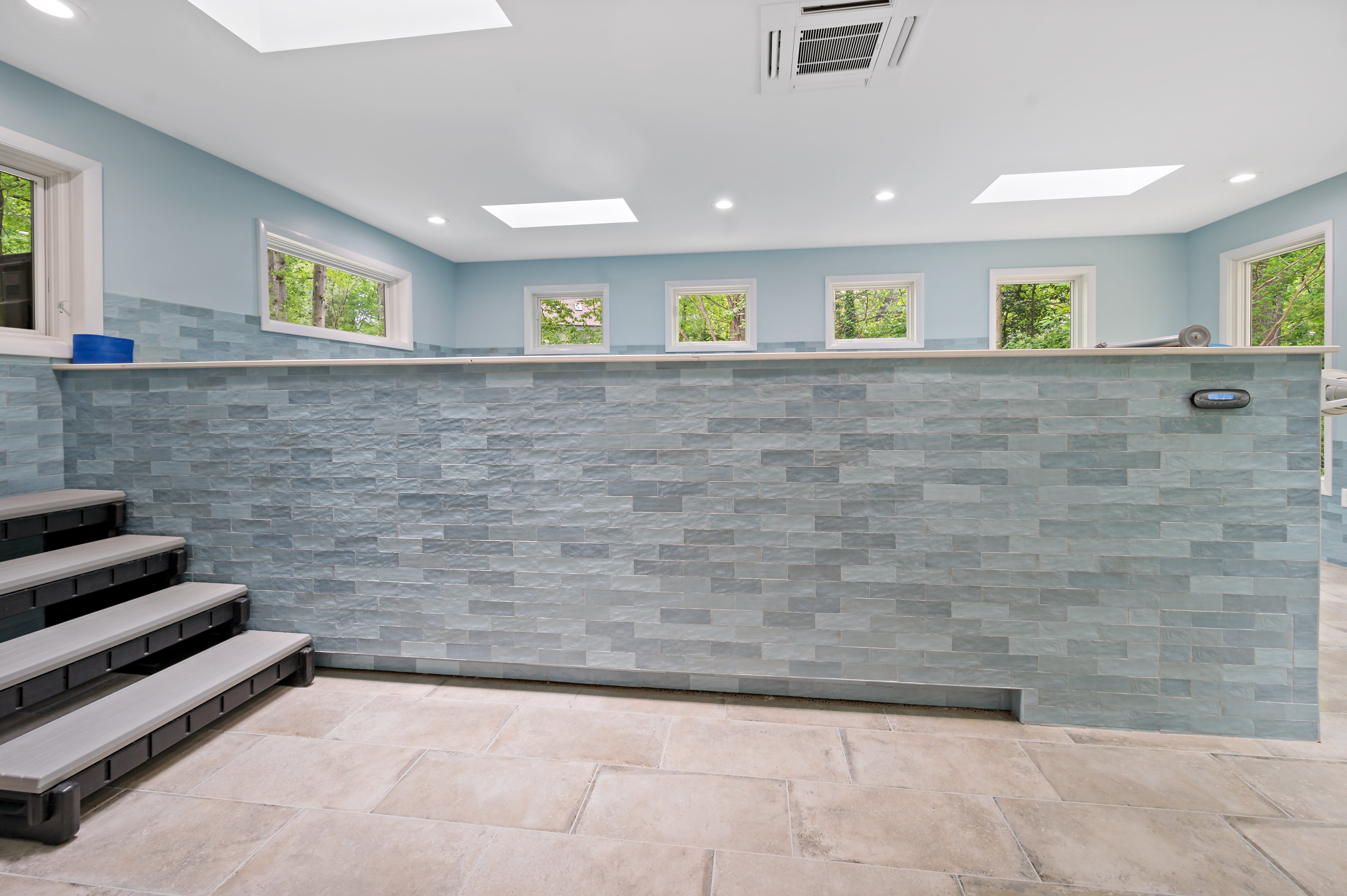 Pool Tile Wall with steps to get into pool