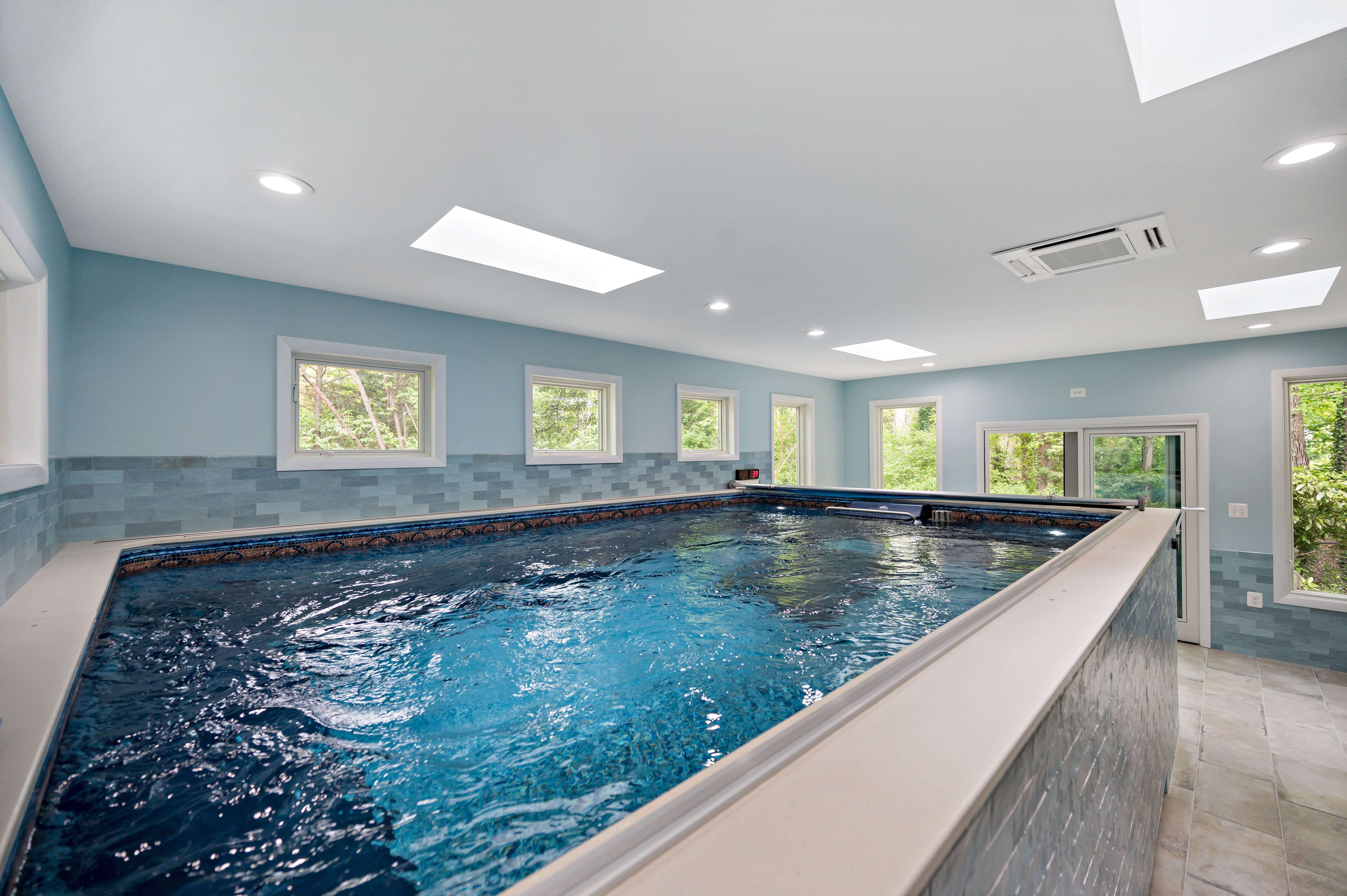 Raised Indoor Pool with skylights
