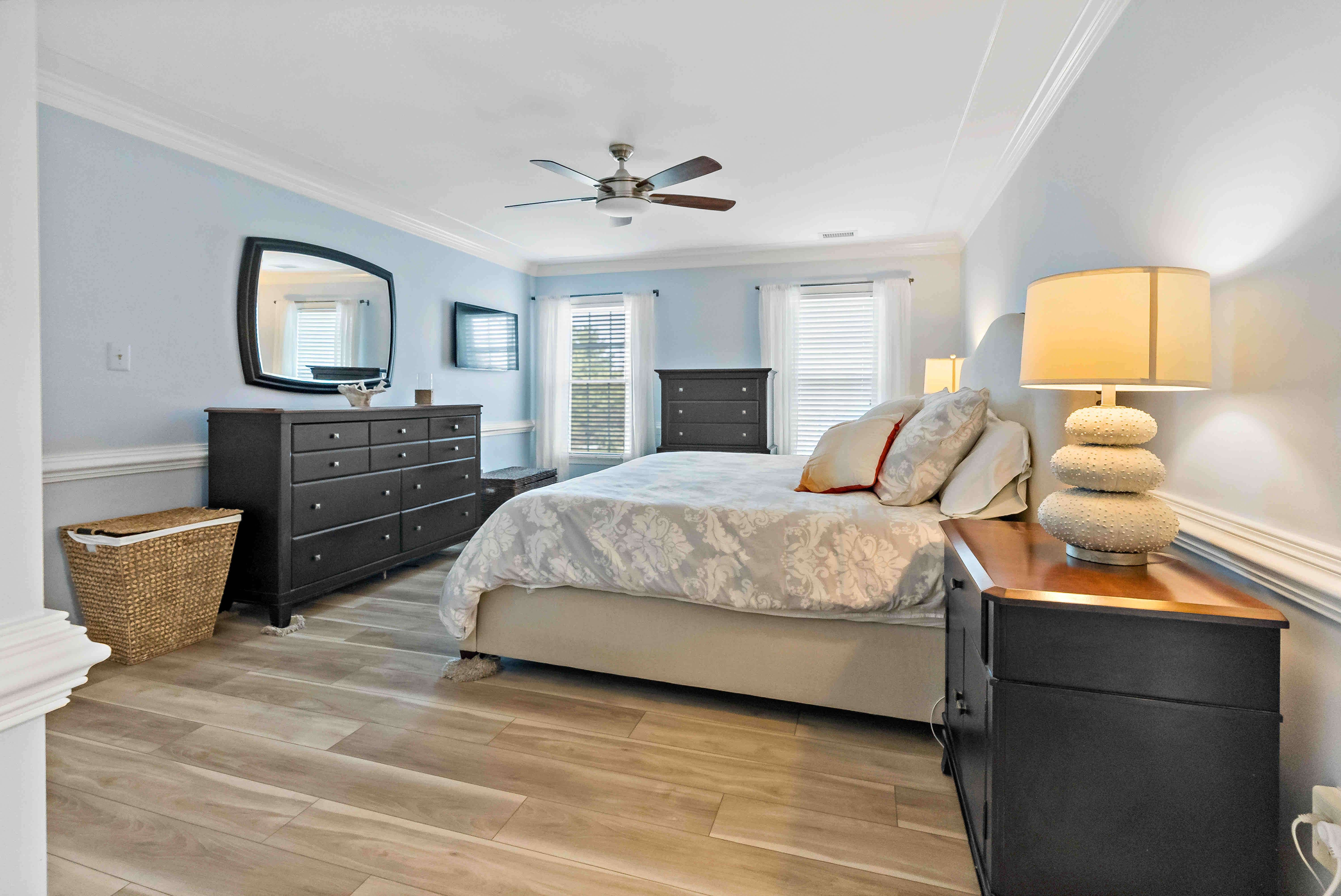 Master bedroom with ceiling fan