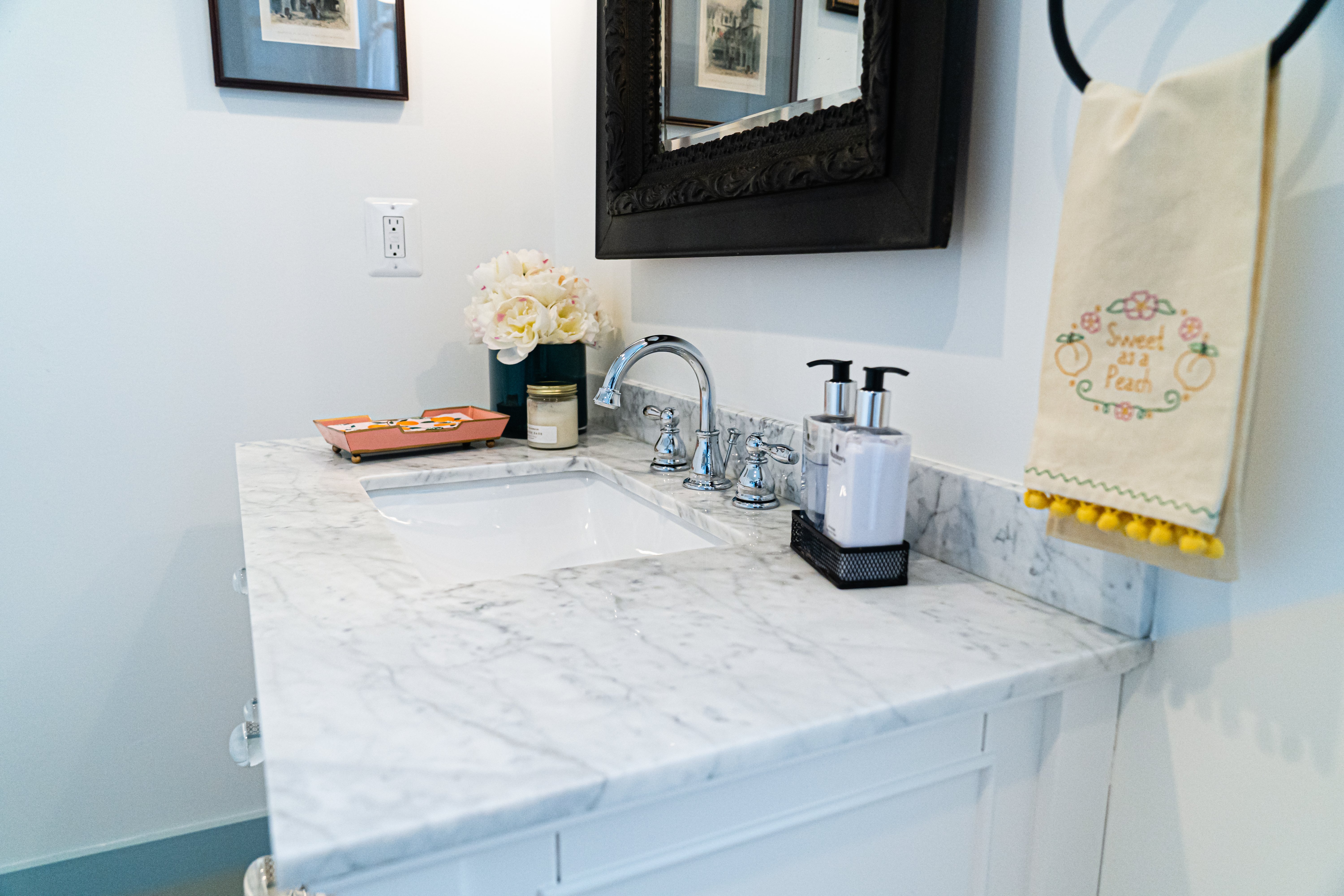 Marble countertop in bathroom