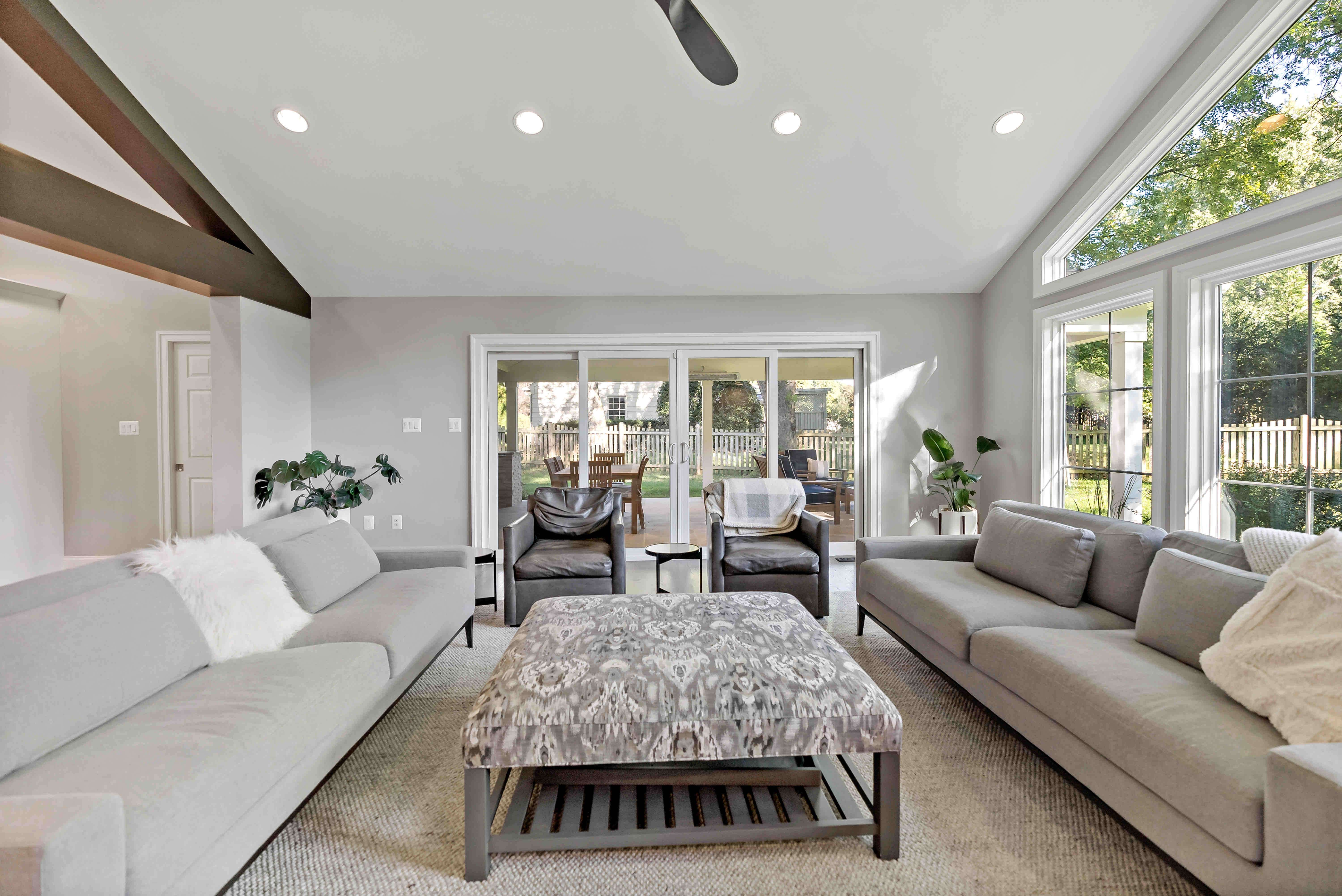 Living room with access to backyard