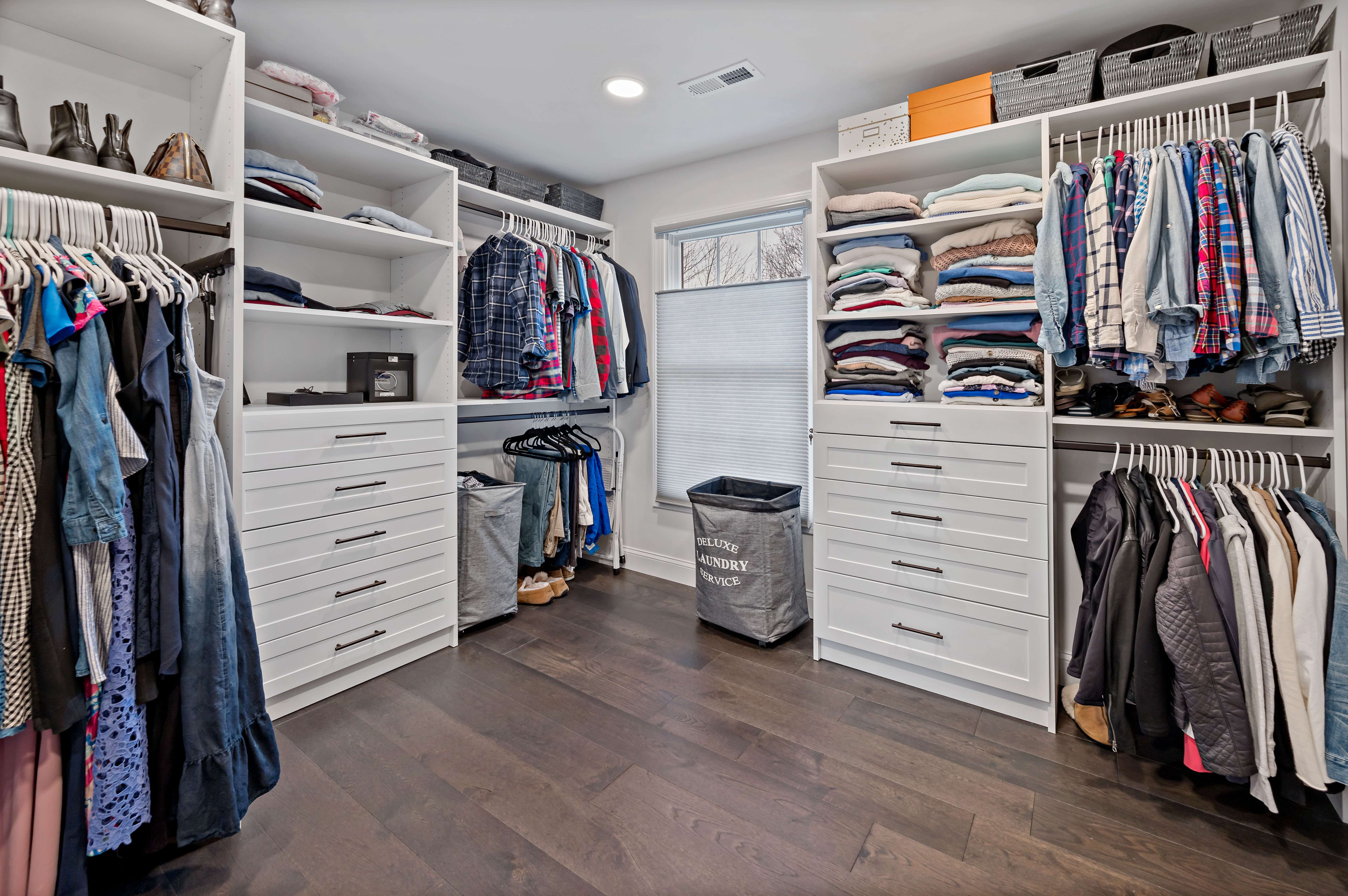 Huge master bedroom closet with ample hanging space