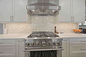 Kitchen with white cabinets