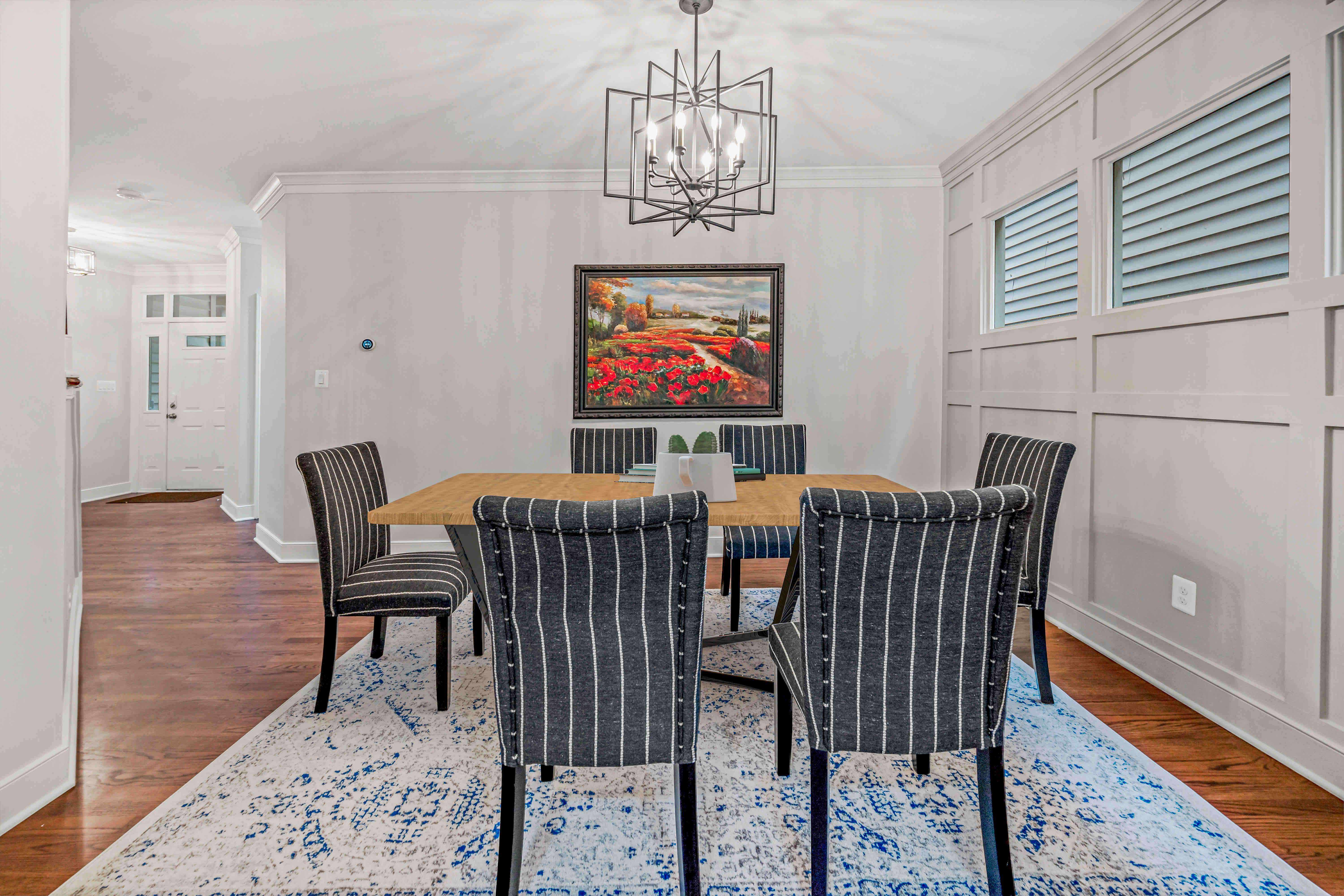 Dining Room Table with pendant chandelier