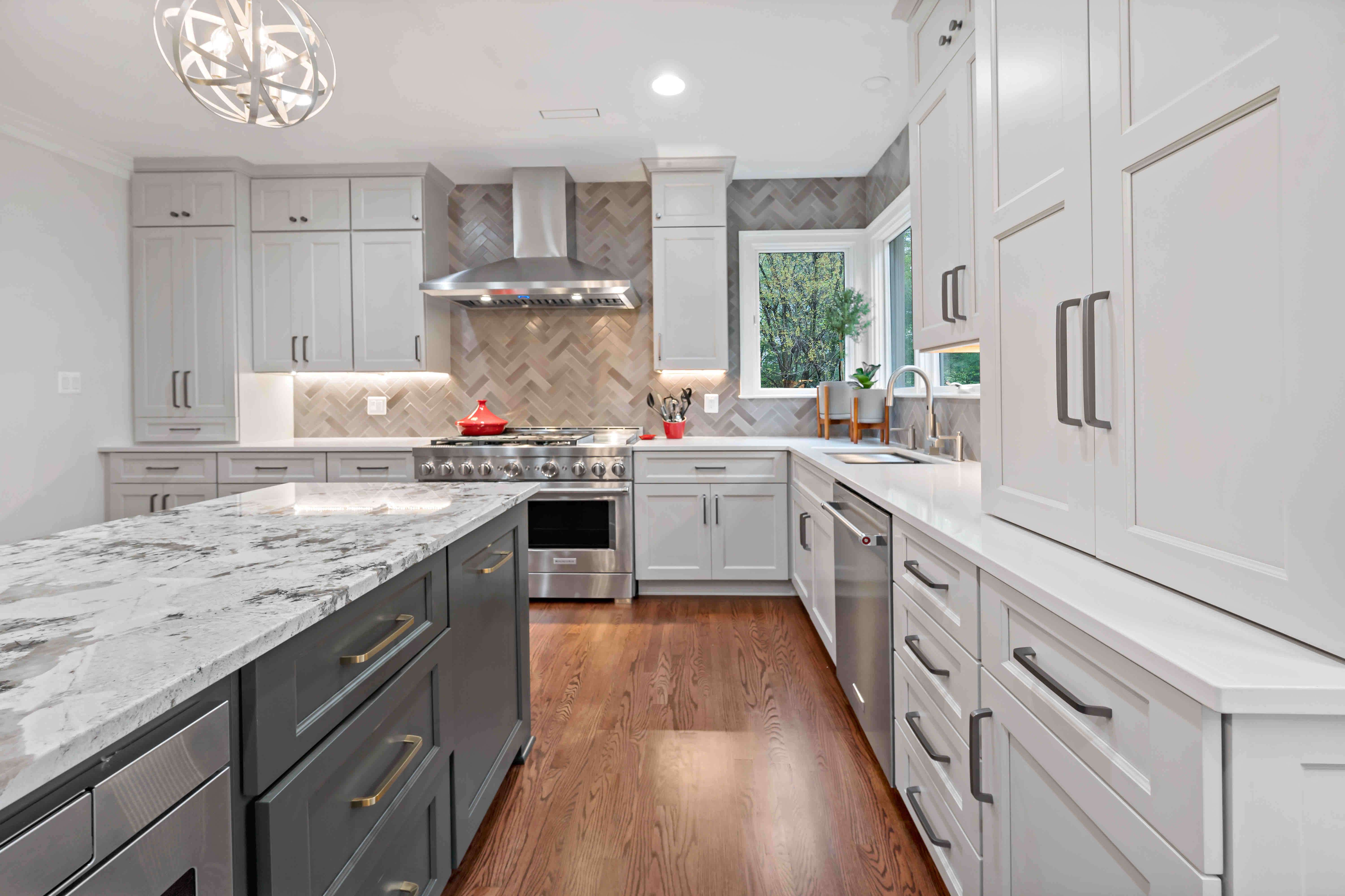 White cabinets for ample storage in kitchen