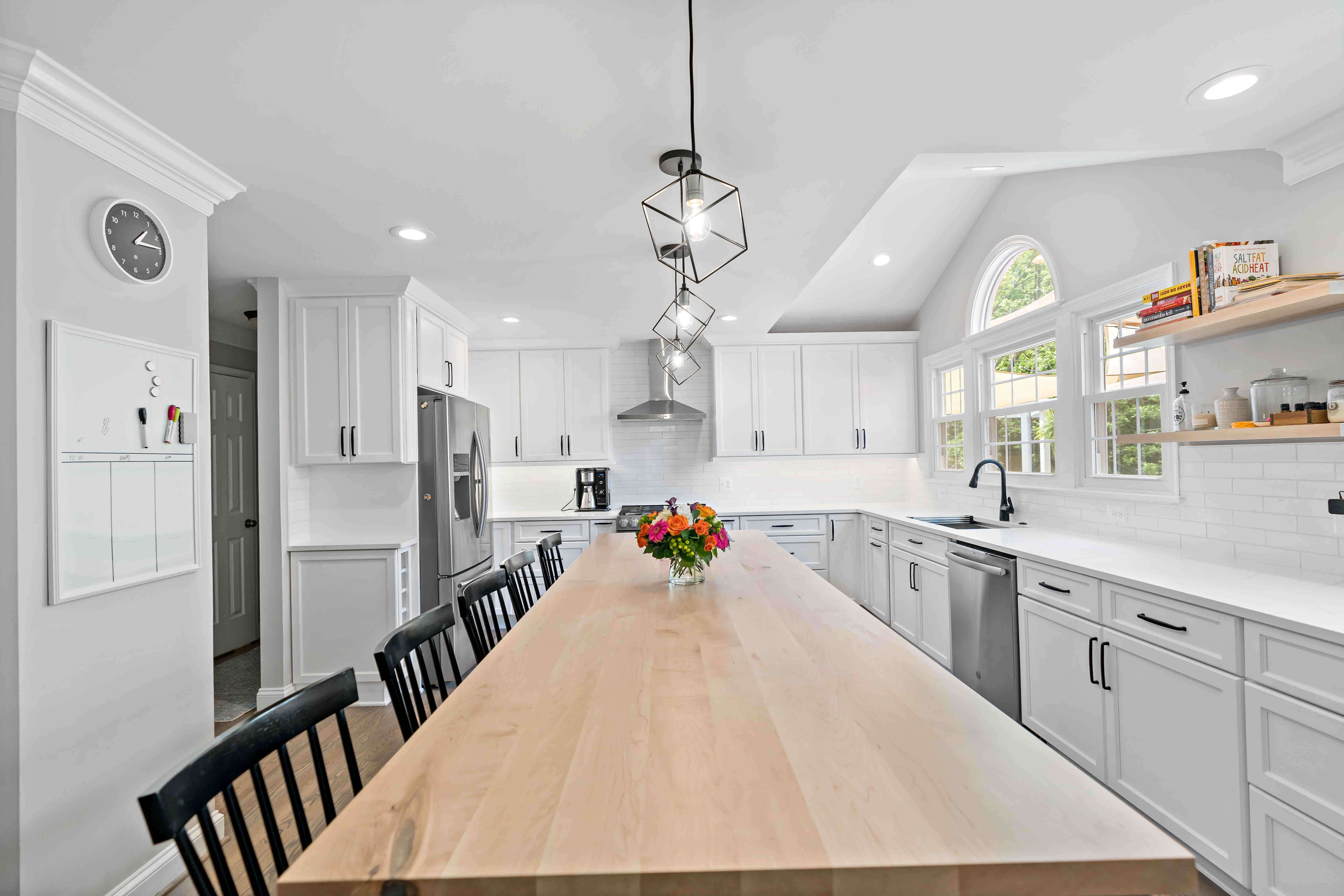 Cathedral ceiling cut out above kitchen sink