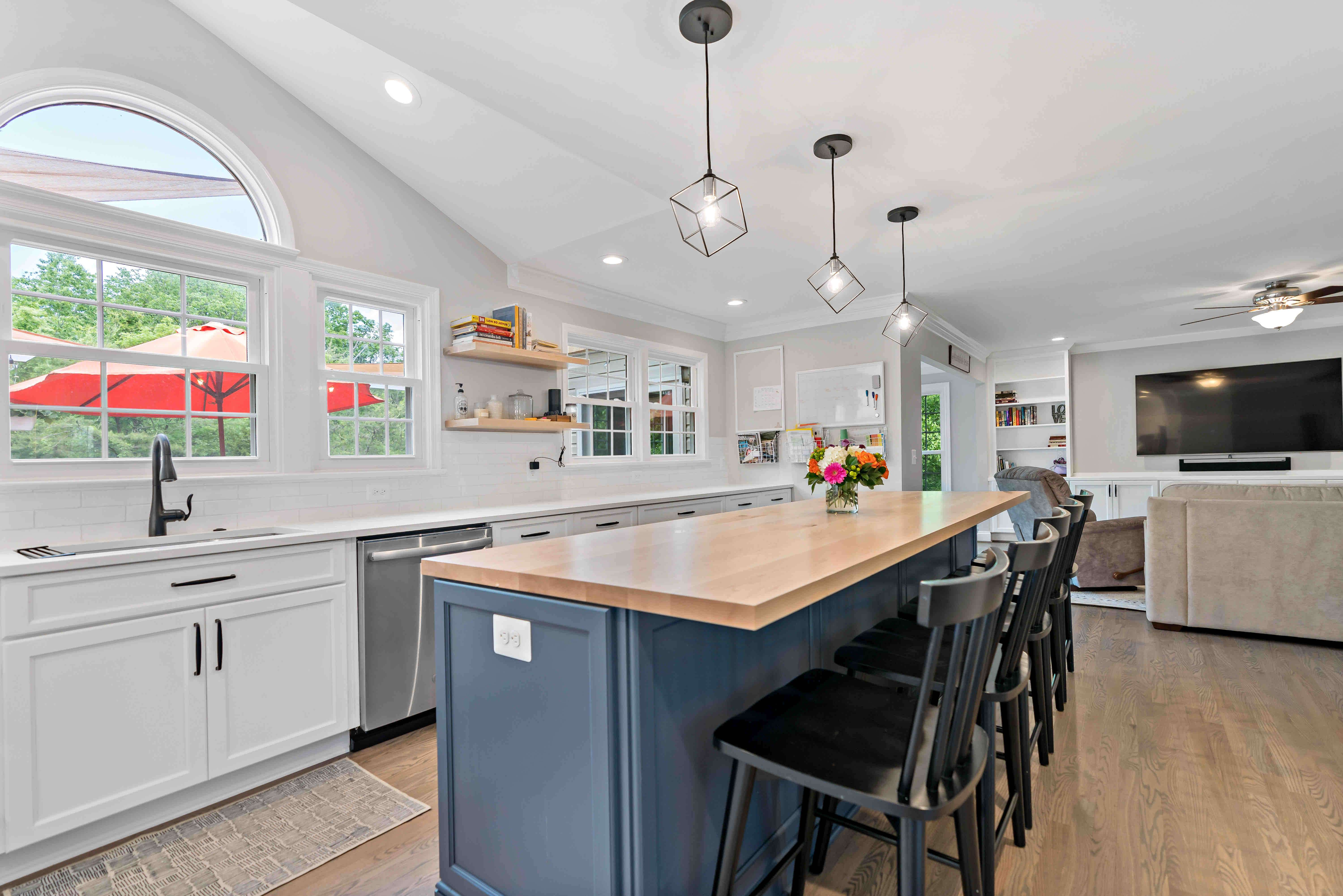 White kitchen cabinets and walls