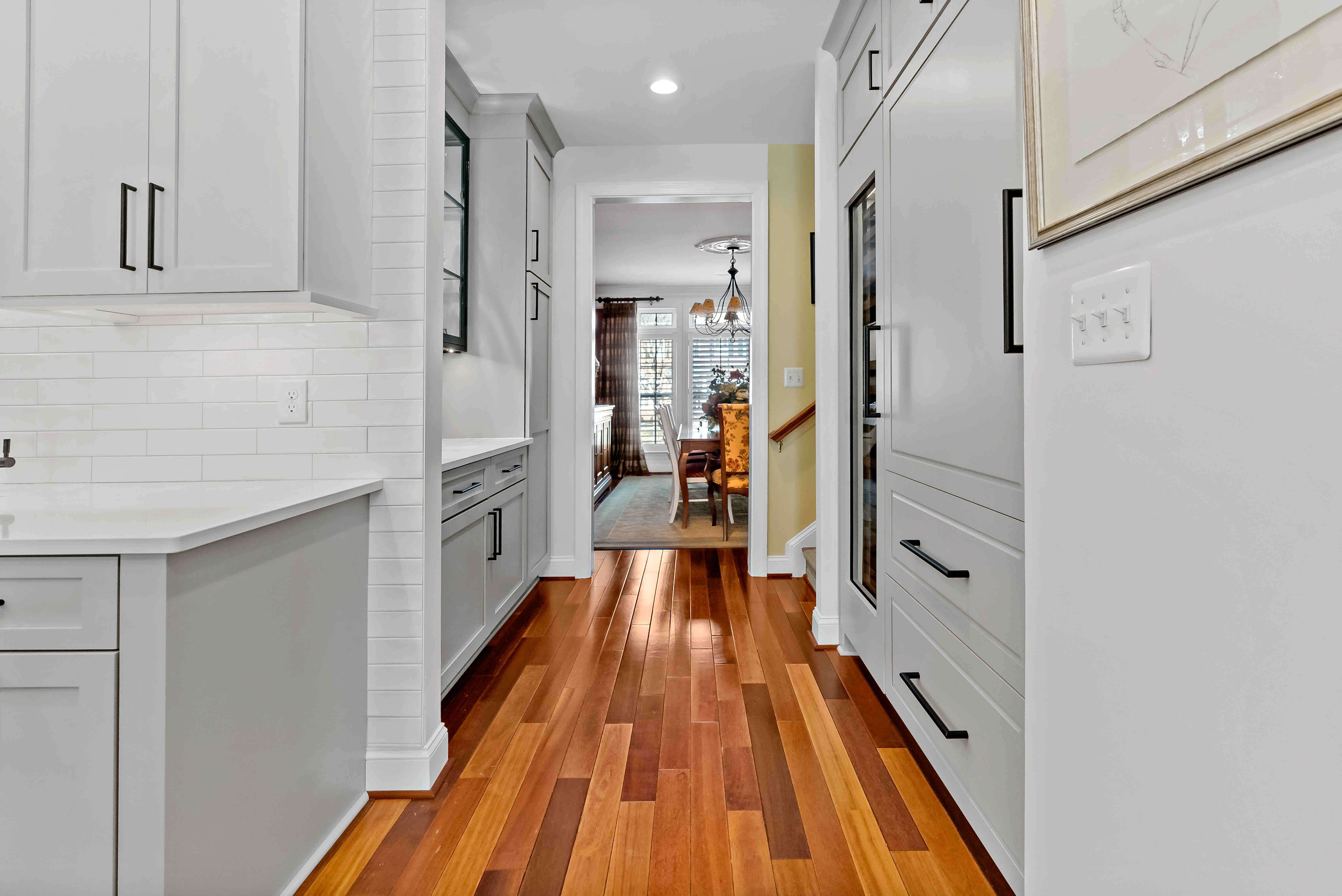 White cabinets with black fixtures