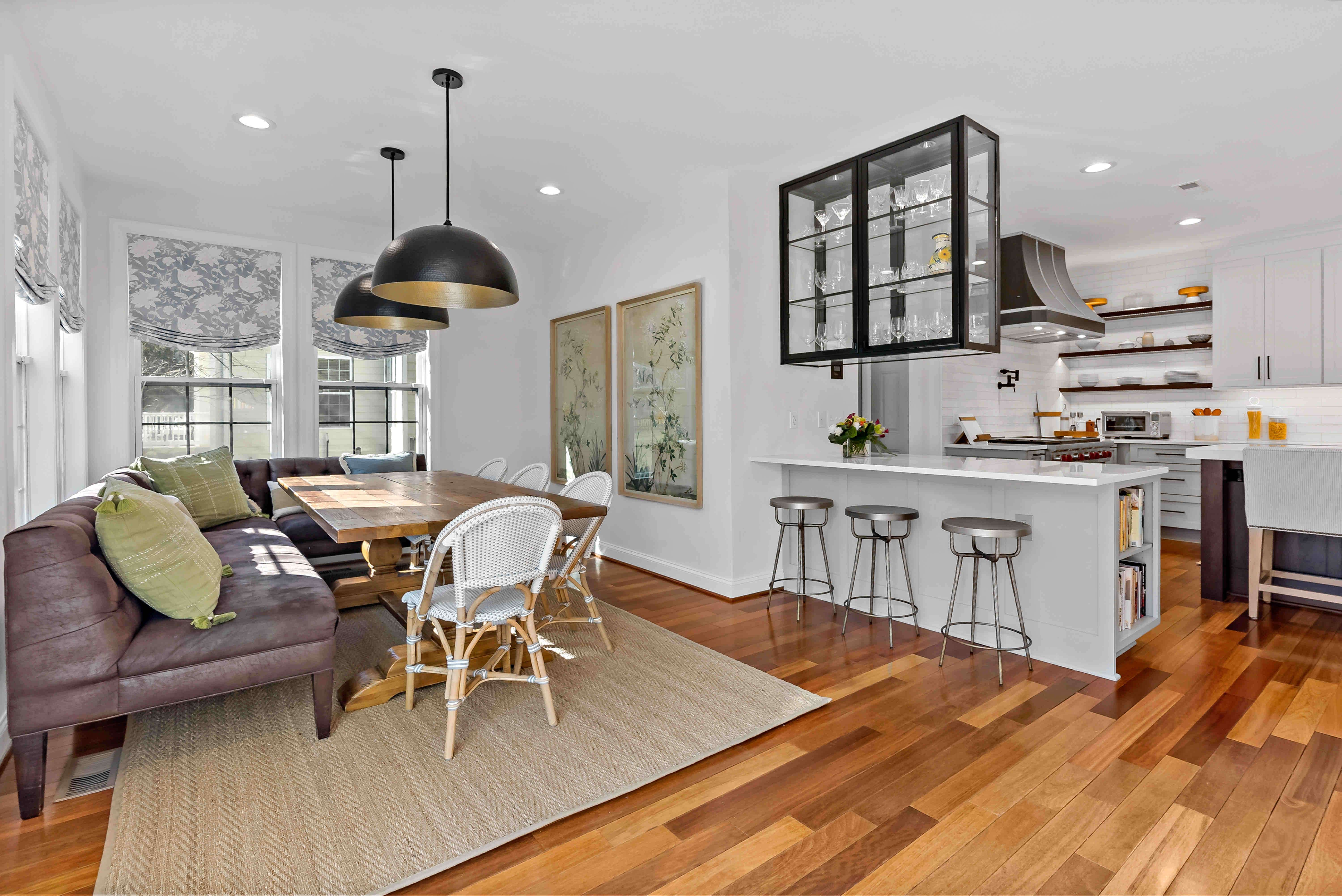 Open concept with kitchen and dining room