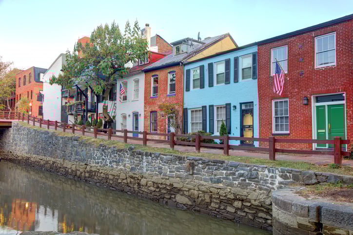 Homes on a canal in Georgetown Washington DC