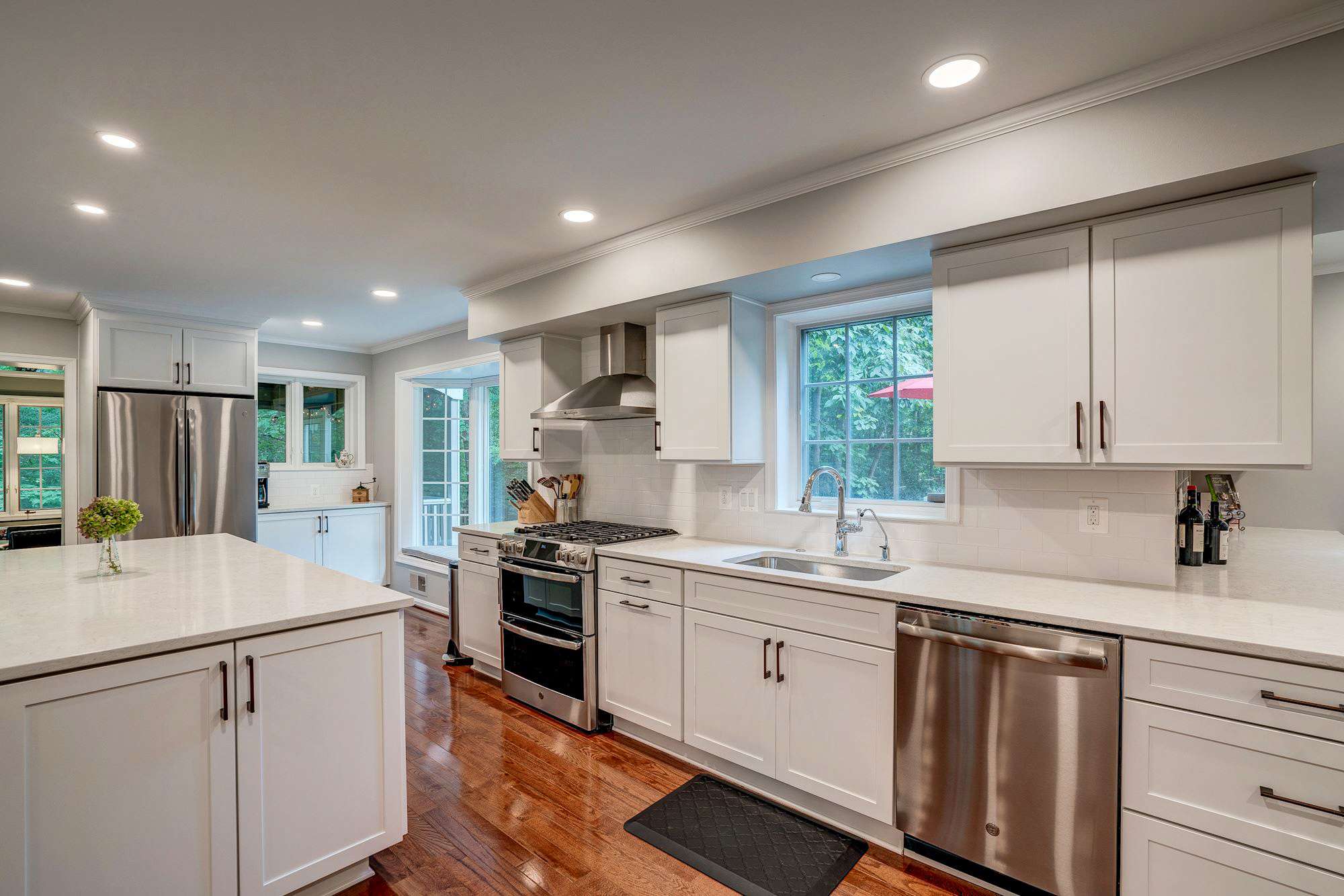 White kitchen cabinets and counters