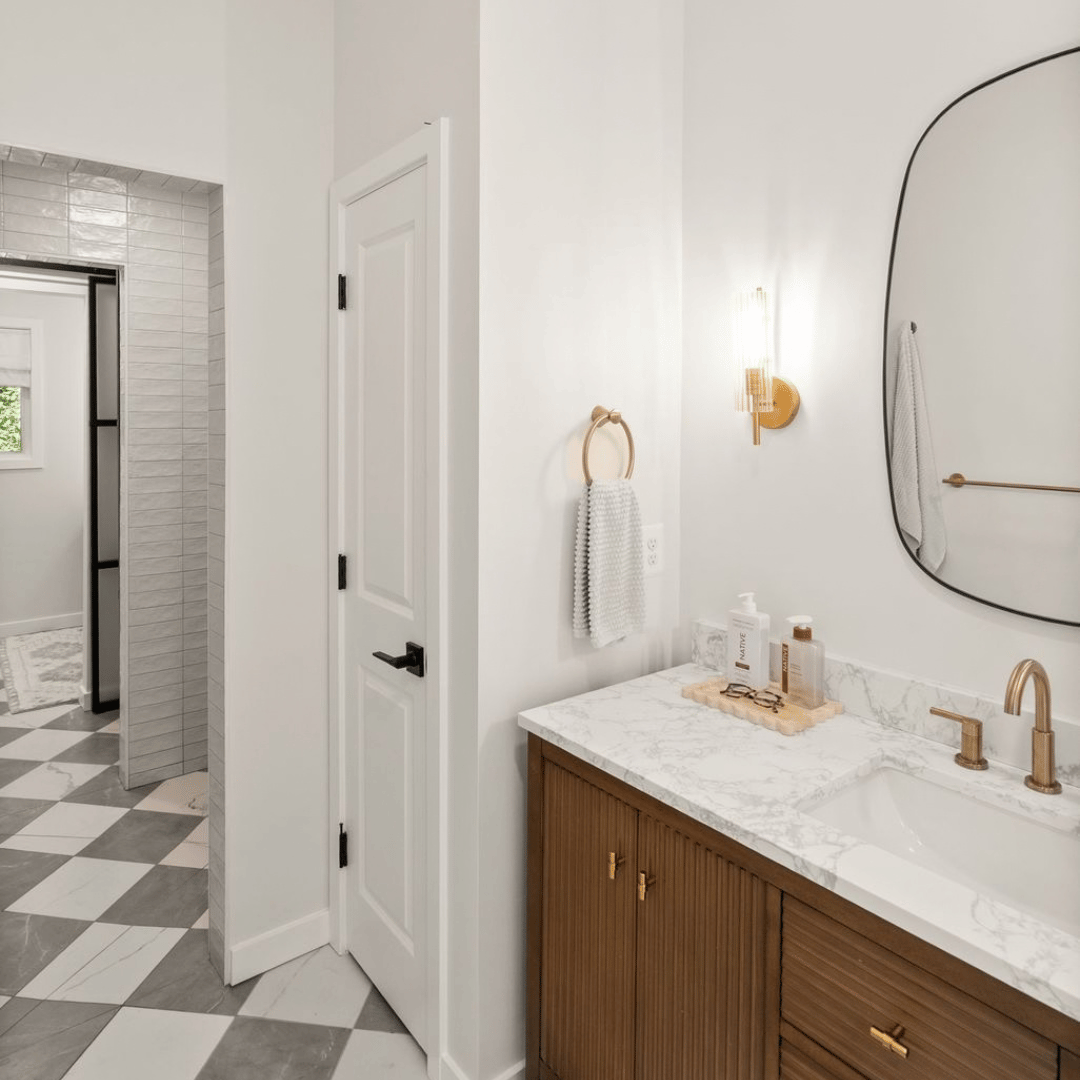After: spa-inspired bathroom, his & hers vanity