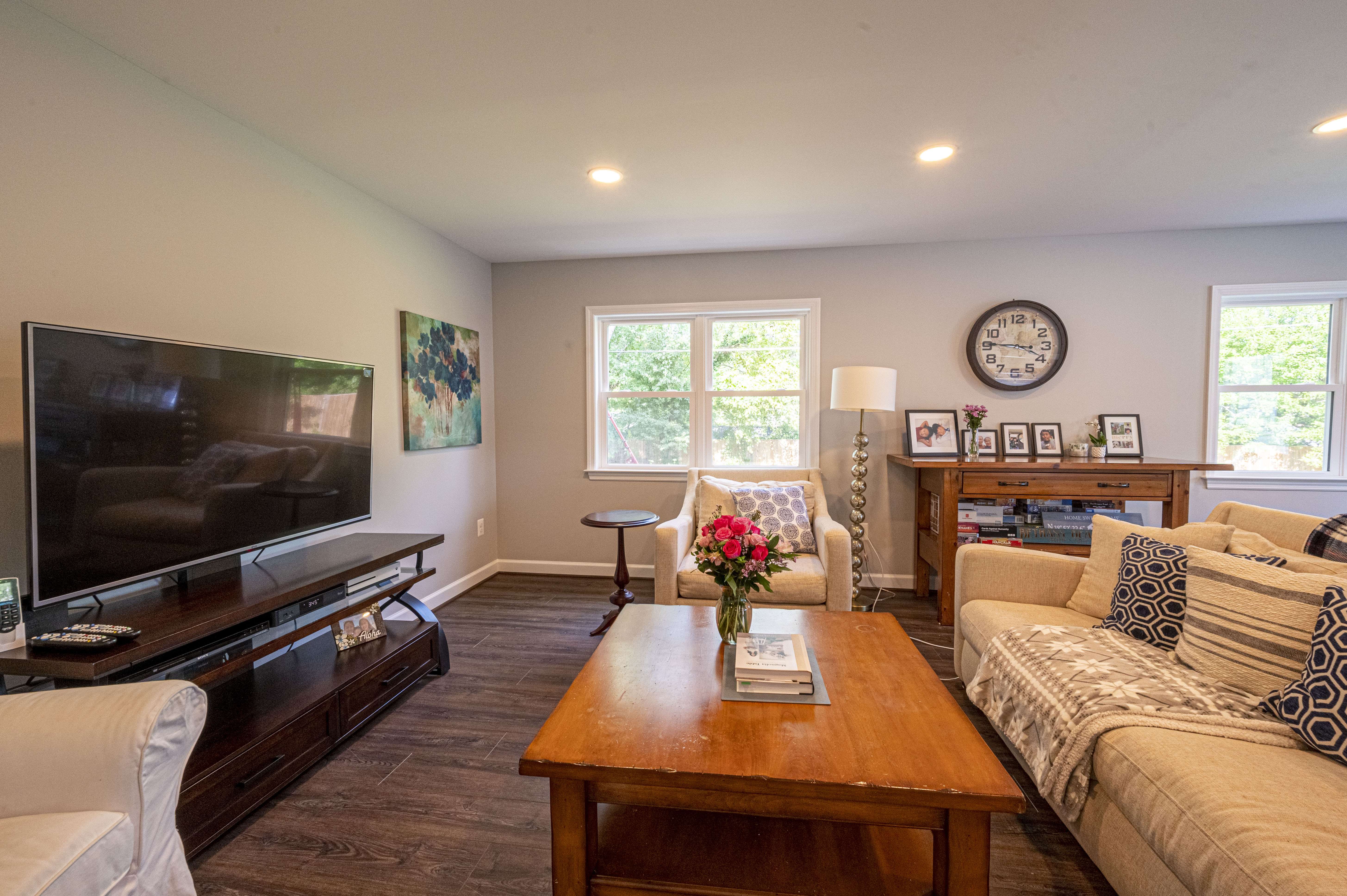 Living room with hard wood floors