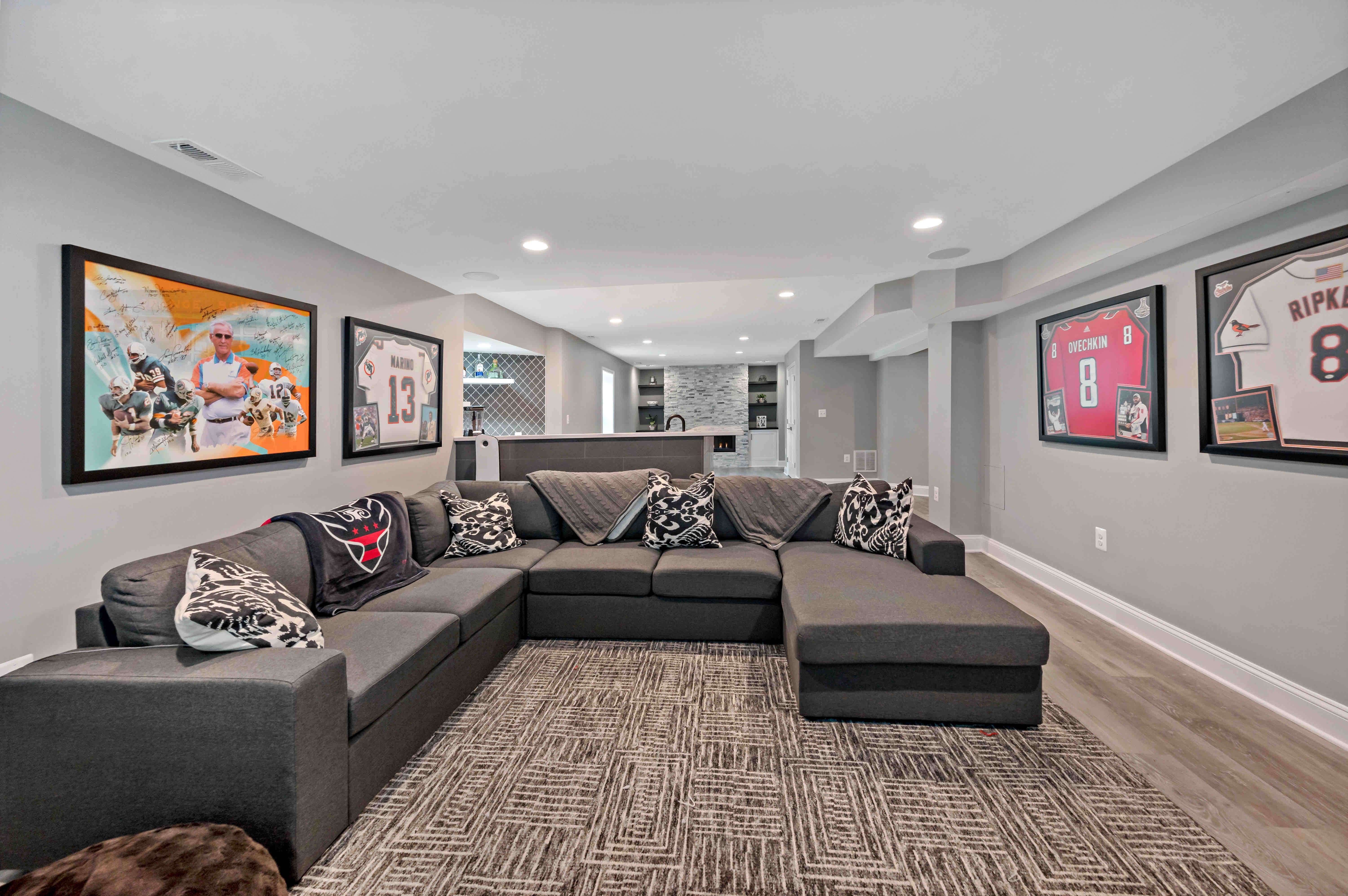 Unfinished Ashburn Basement Becomes Dream Space for Family Fun