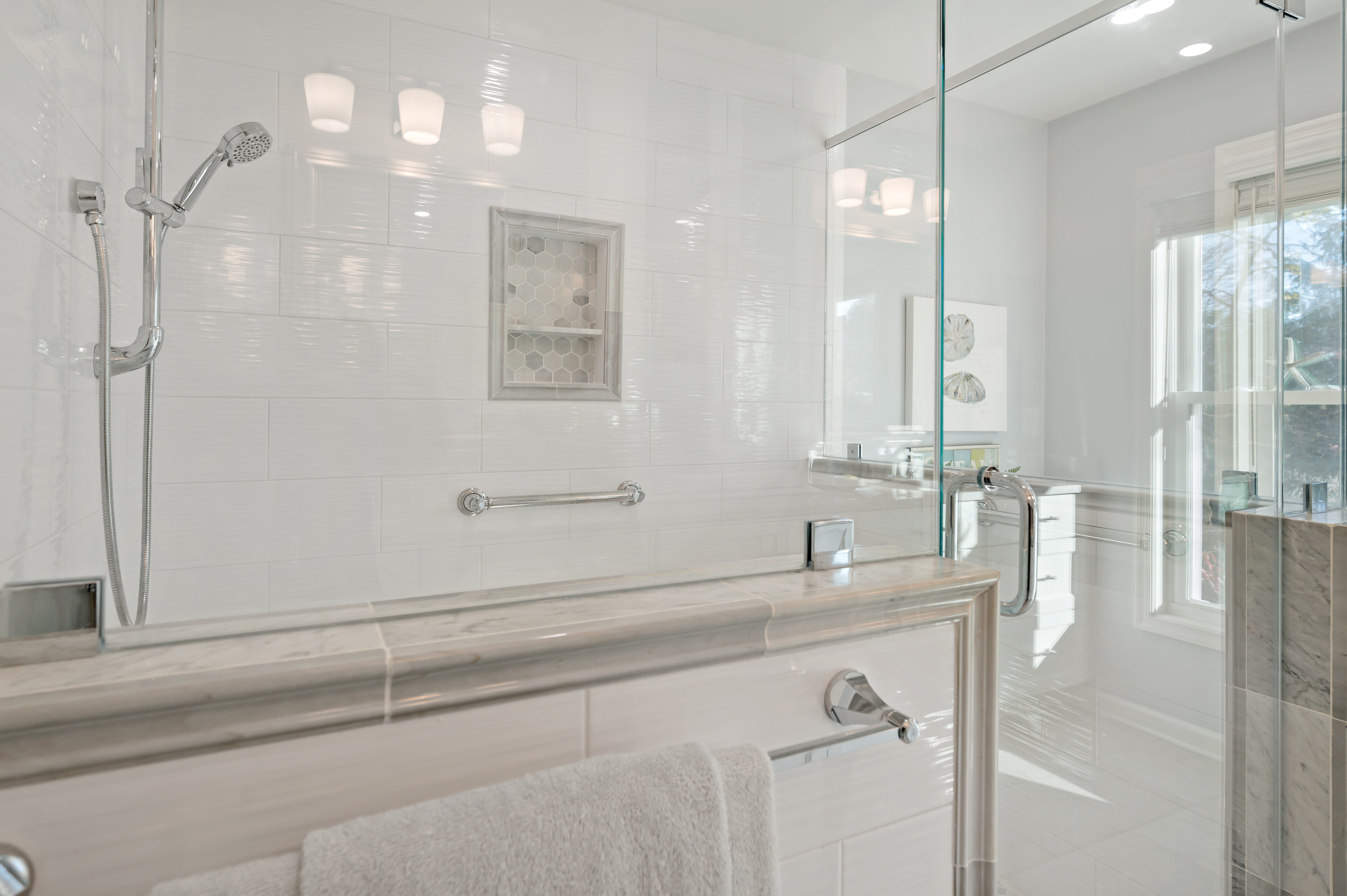 View of a Shower in a Bathroom Remodel in Herndon, VA