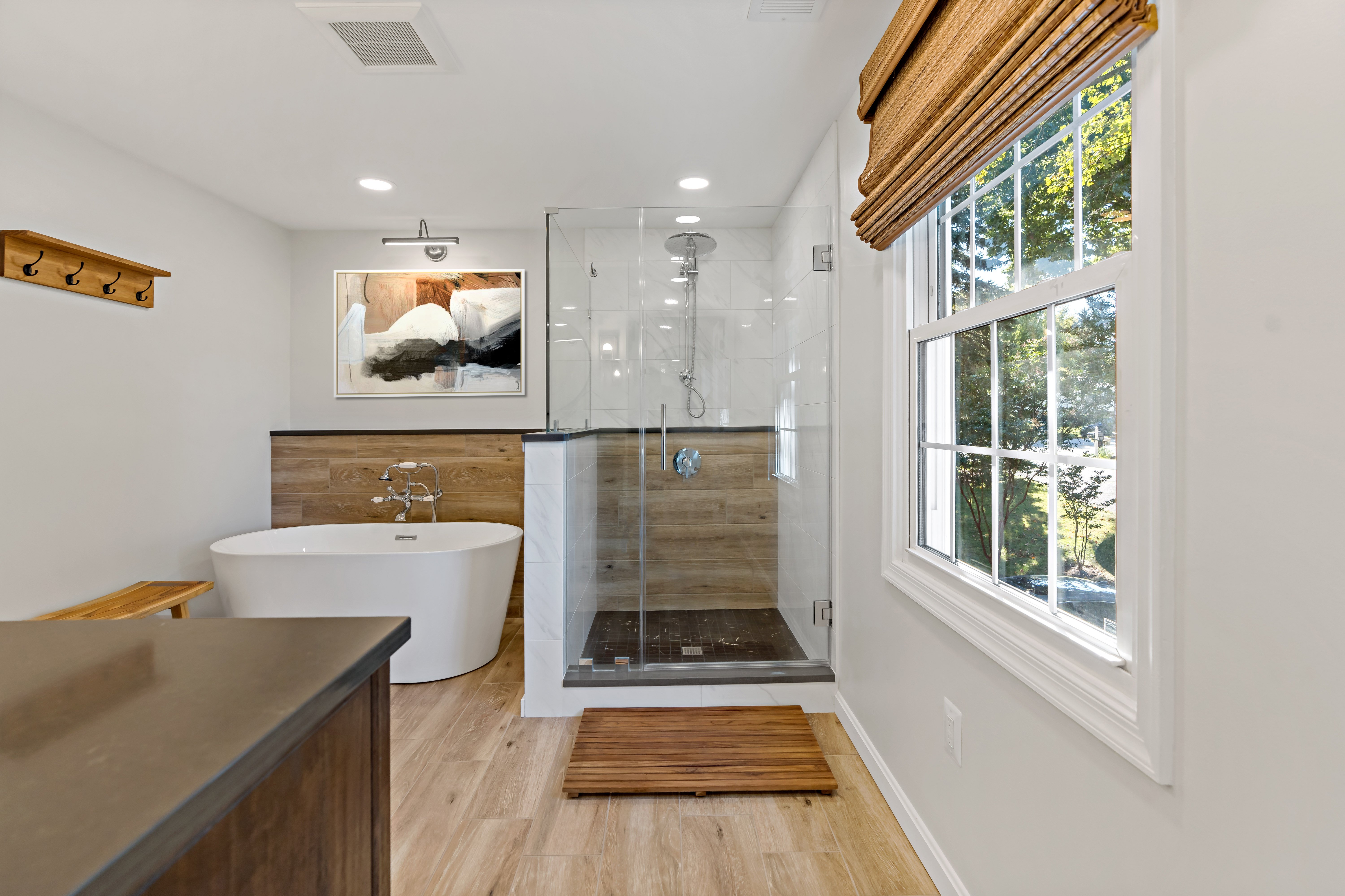 Soothing Scandinavian Inspired Primary Bathroom Remodel in Herndon