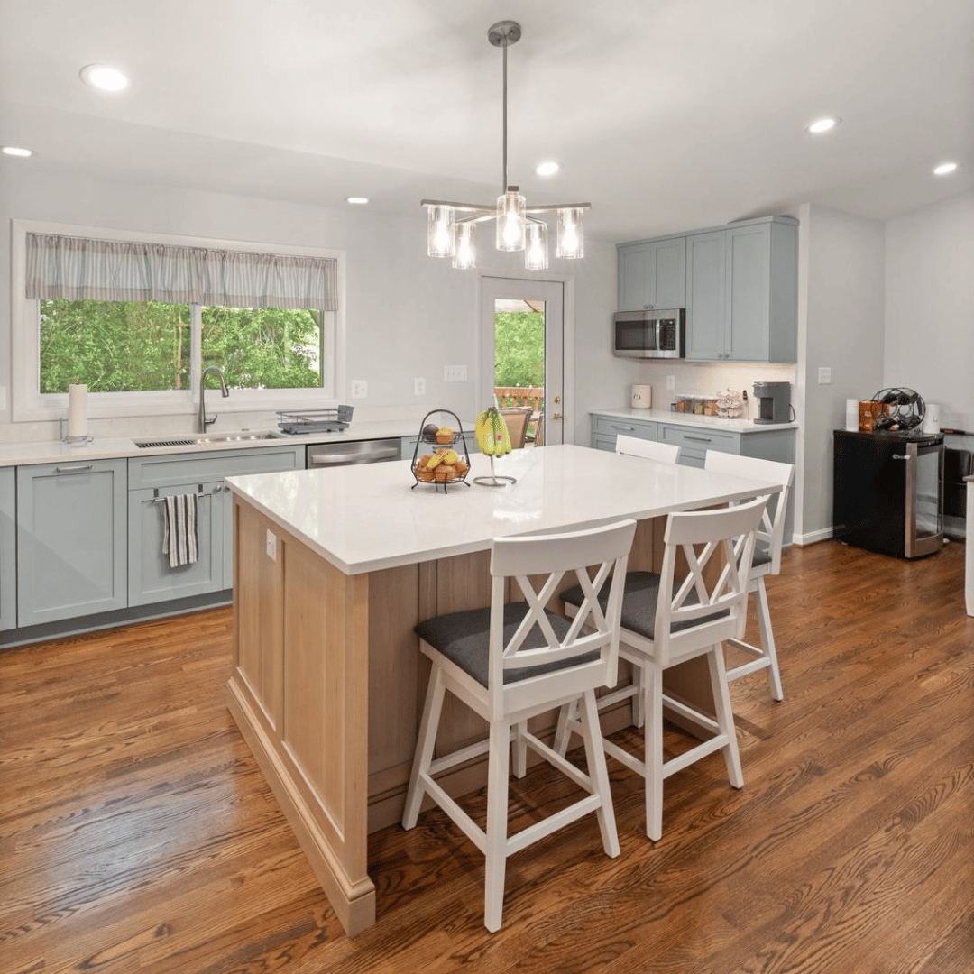 After photo: removed walls allowed for one expanded kitchen and dining area