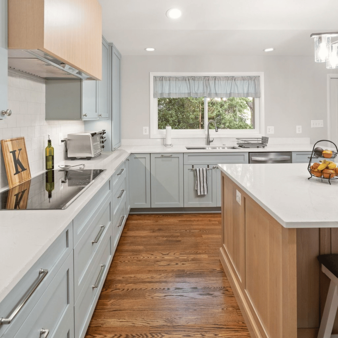 After photo: bright, open, freshly remodeled kitchen