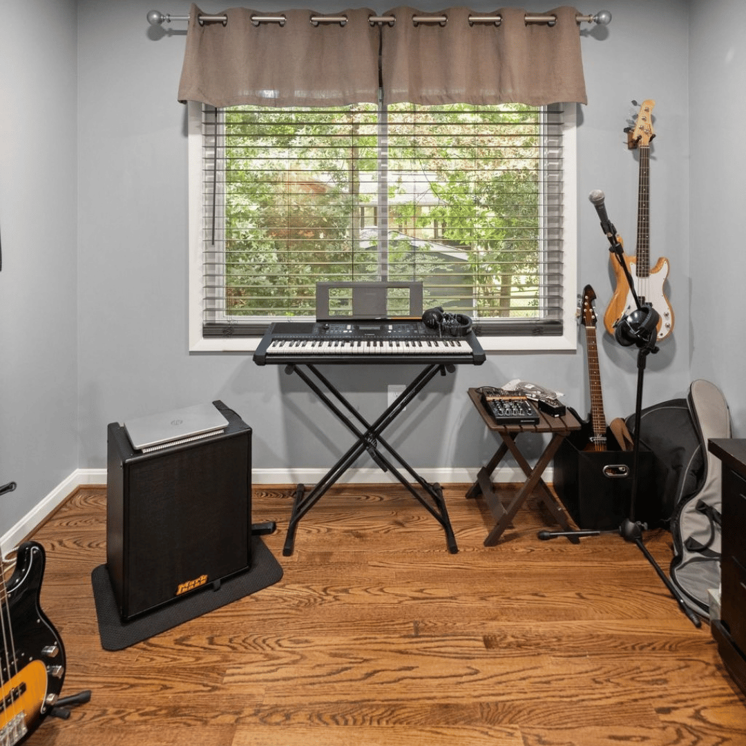 Music studio in son's bedroom