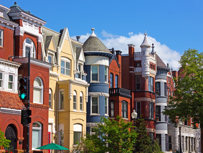 Row houses near Dupont Circle in Washington DC, USA.